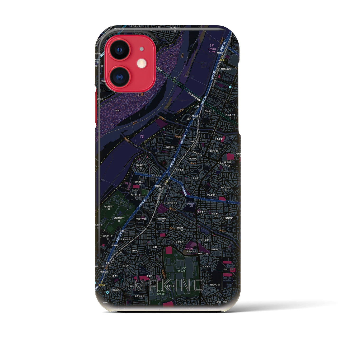 【牧野(大阪府)】地図柄iPhoneケース(バックカバータイプ)