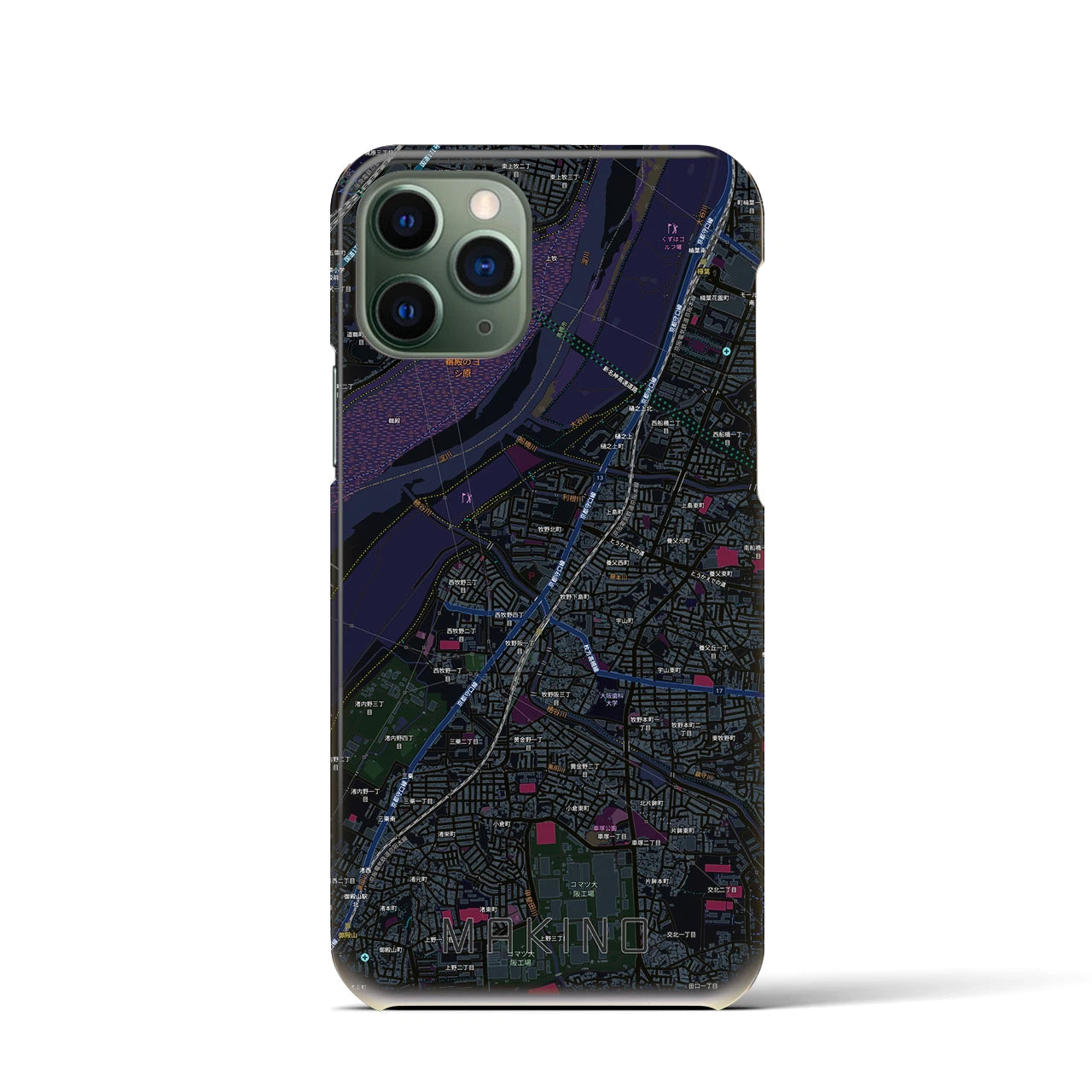 【牧野(大阪府)】地図柄iPhoneケース(バックカバータイプ)