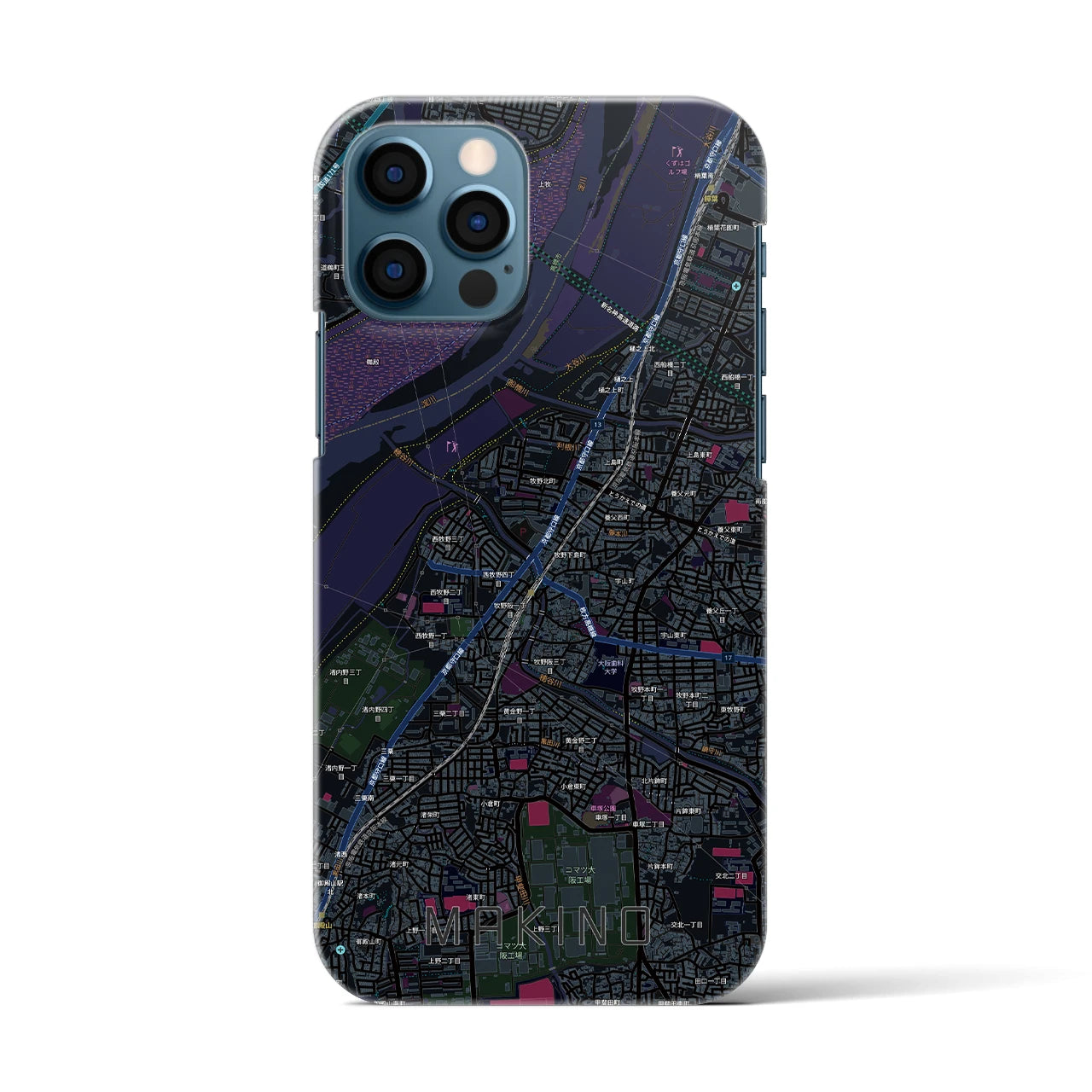 【牧野(大阪府)】地図柄iPhoneケース(バックカバータイプ)