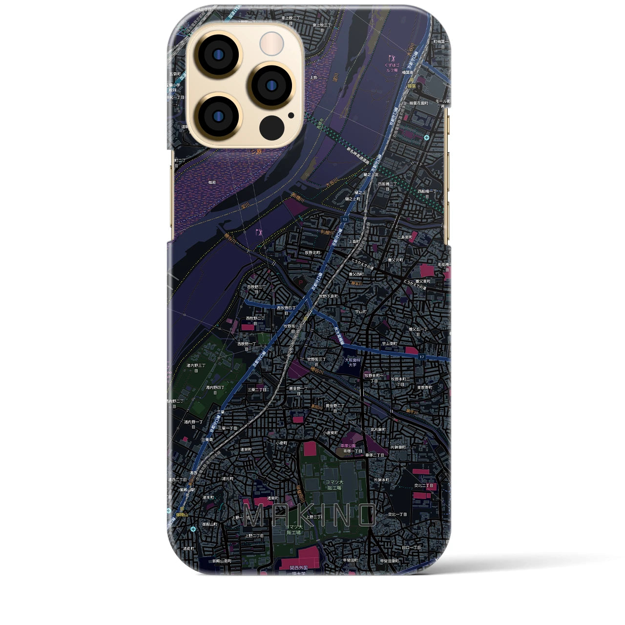 【牧野(大阪府)】地図柄iPhoneケース(バックカバータイプ)