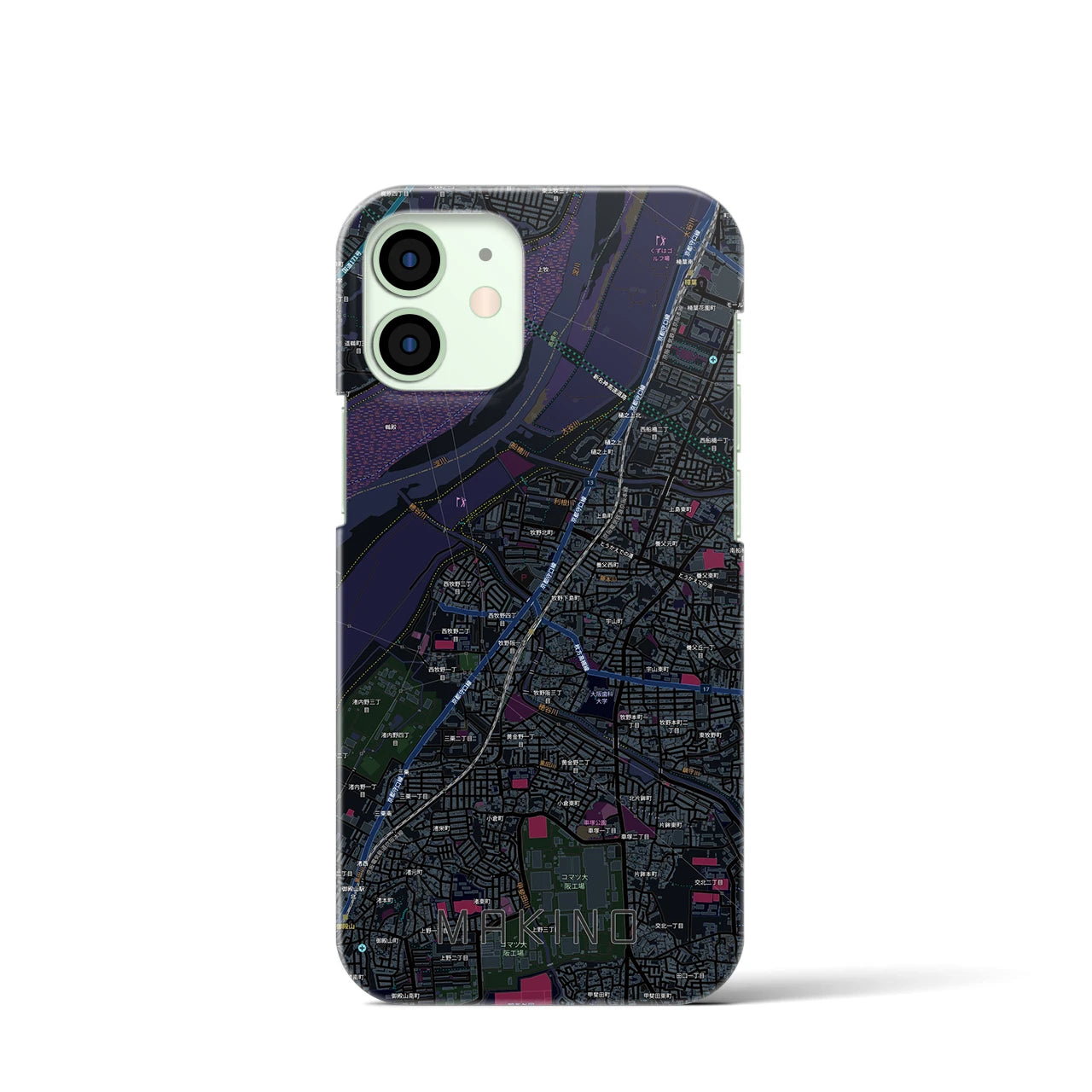 【牧野(大阪府)】地図柄iPhoneケース(バックカバータイプ)