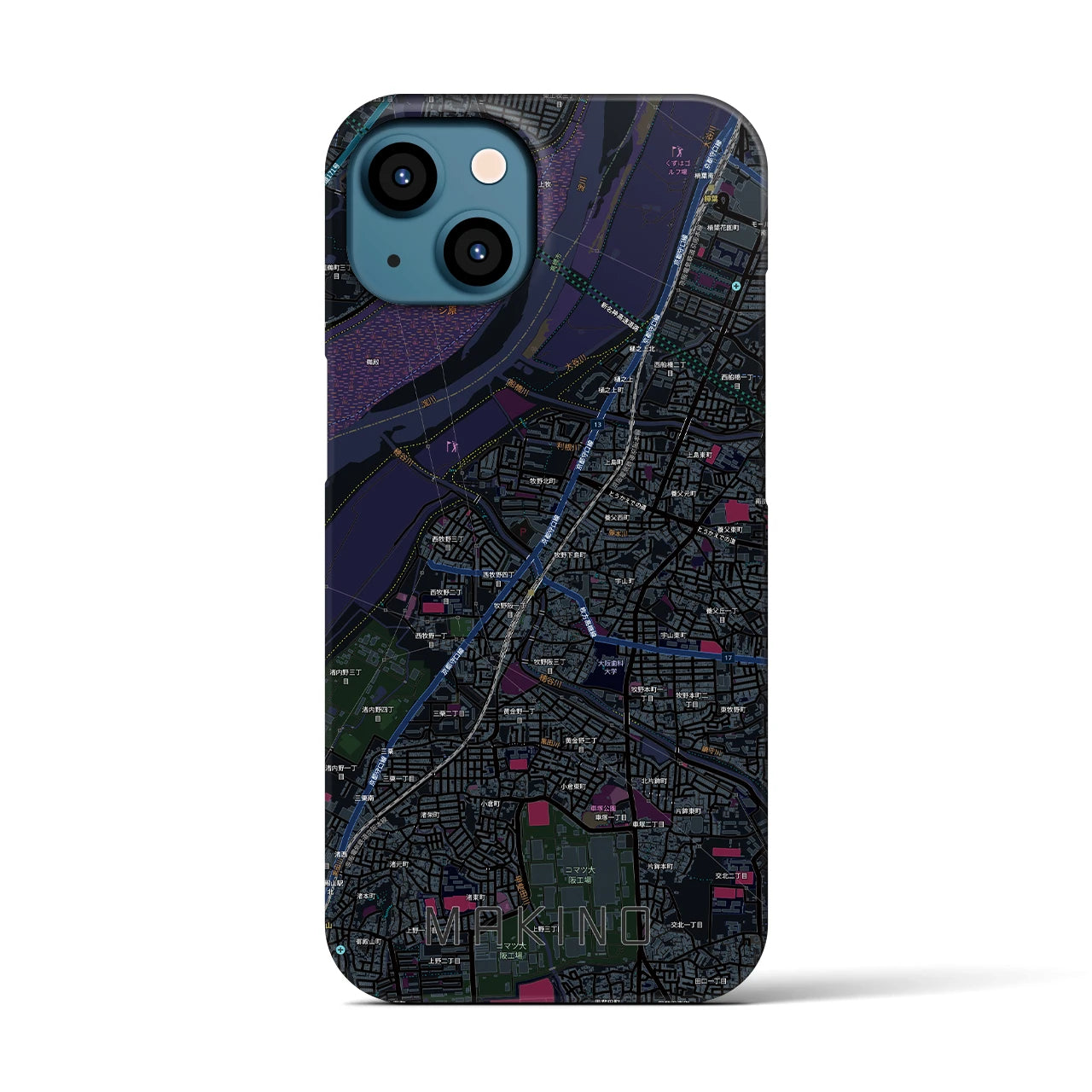 【牧野(大阪府)】地図柄iPhoneケース(バックカバータイプ)