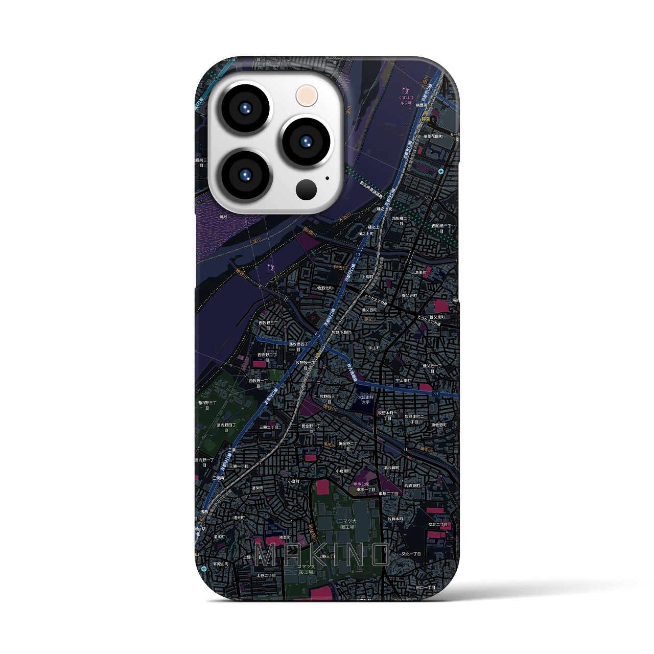 【牧野(大阪府)】地図柄iPhoneケース(バックカバータイプ)