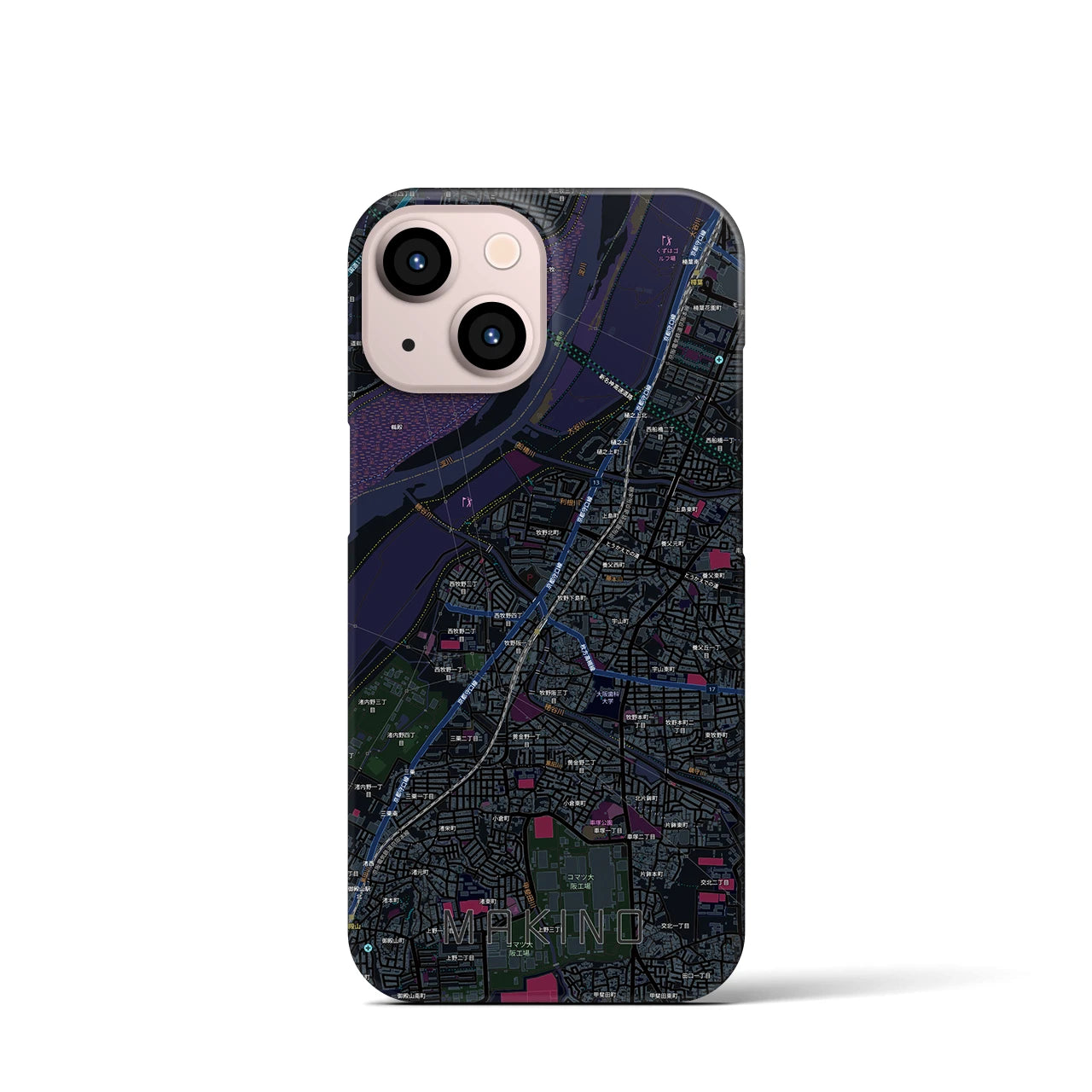 【牧野(大阪府)】地図柄iPhoneケース(バックカバータイプ)