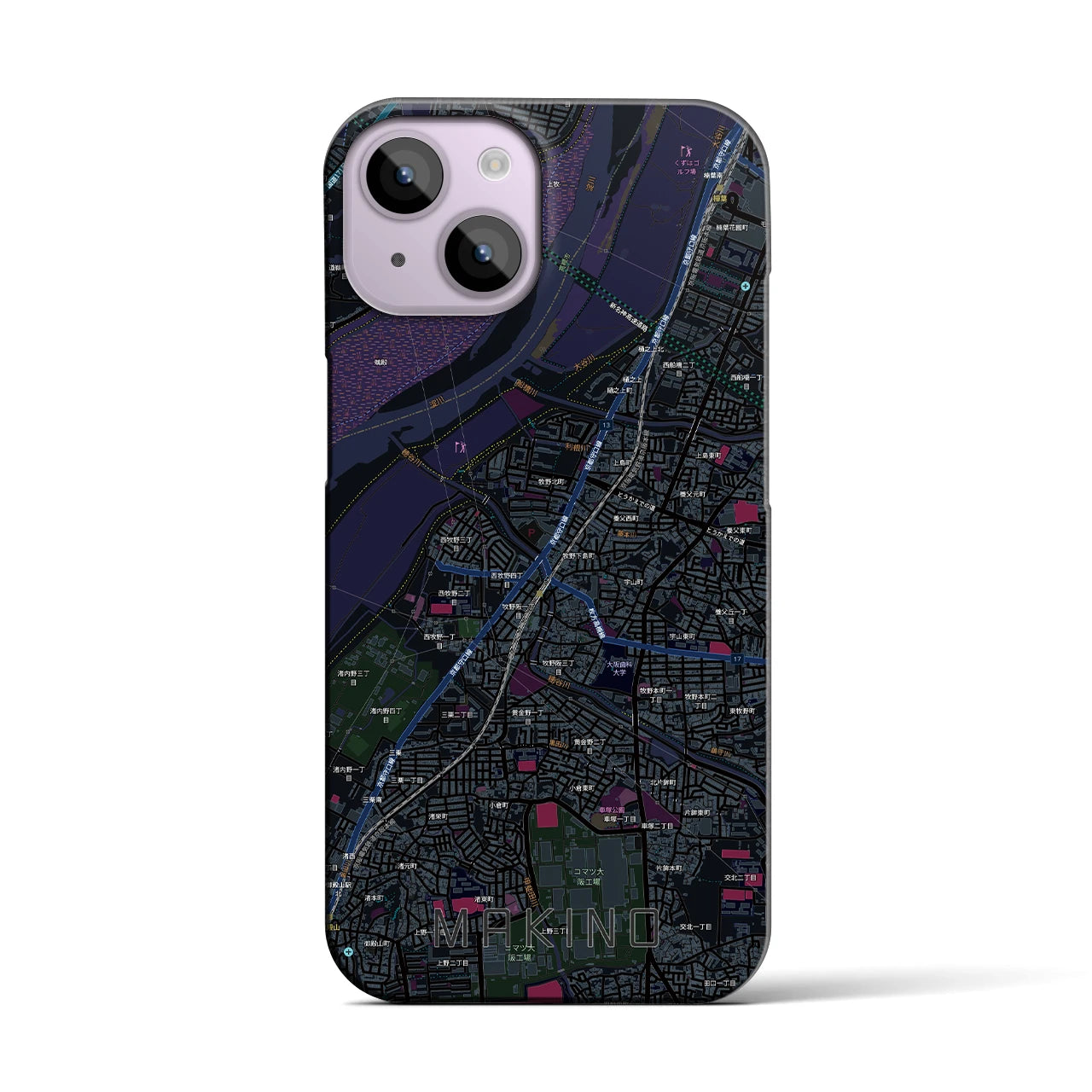 【牧野(大阪府)】地図柄iPhoneケース(バックカバータイプ)
