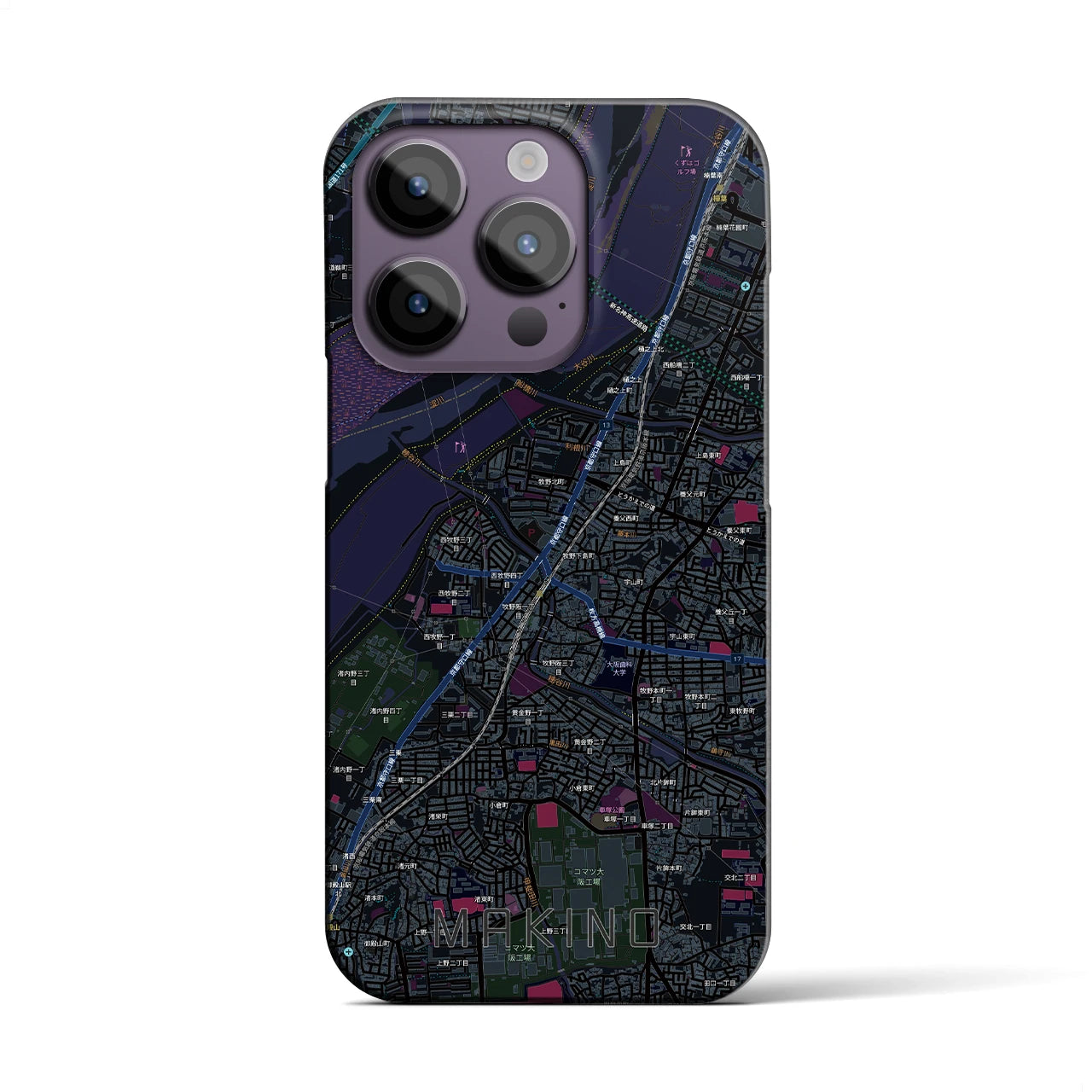 【牧野(大阪府)】地図柄iPhoneケース(バックカバータイプ)