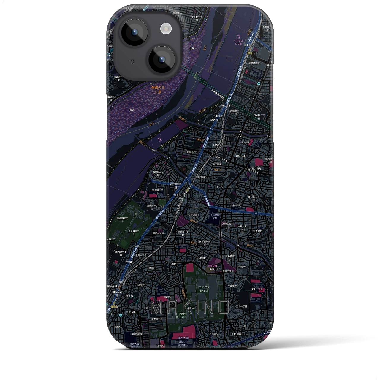 【牧野(大阪府)】地図柄iPhoneケース(バックカバータイプ)