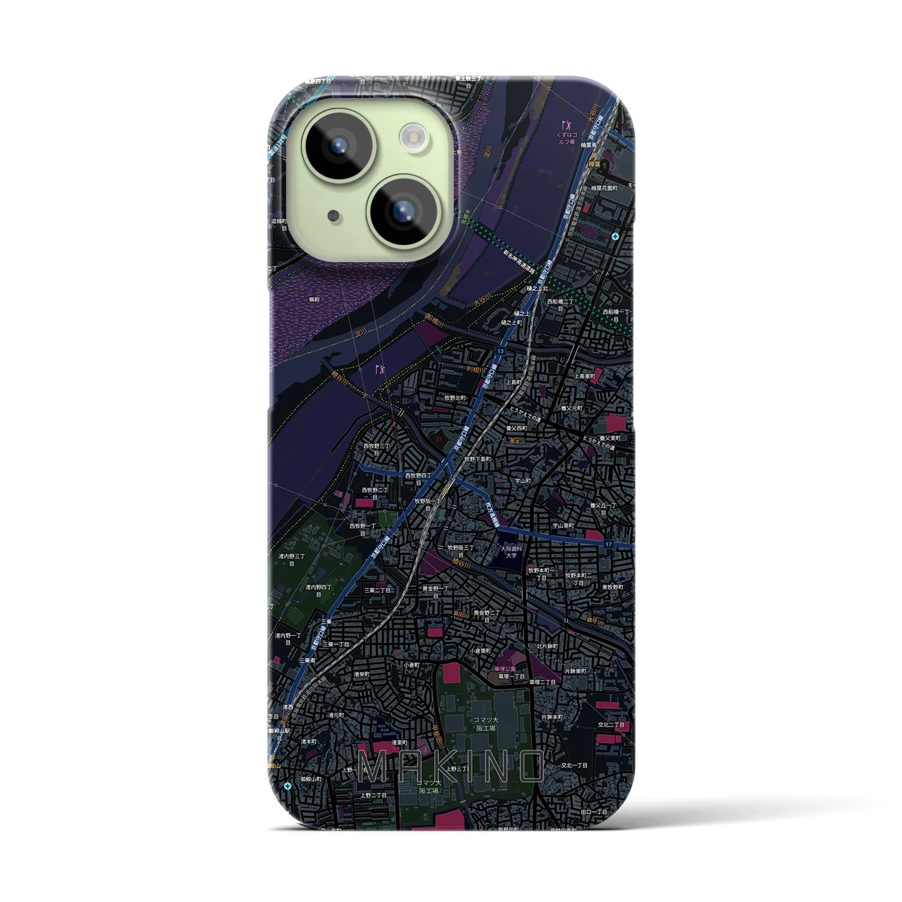 【牧野(大阪府)】地図柄iPhoneケース(バックカバータイプ)
