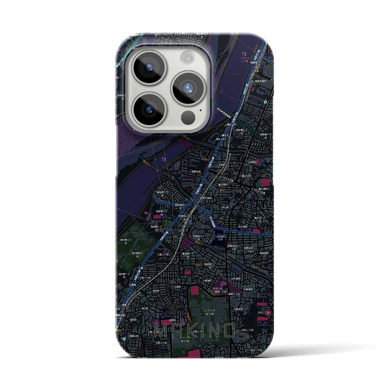 【牧野(大阪府)】地図柄iPhoneケース(バックカバータイプ)