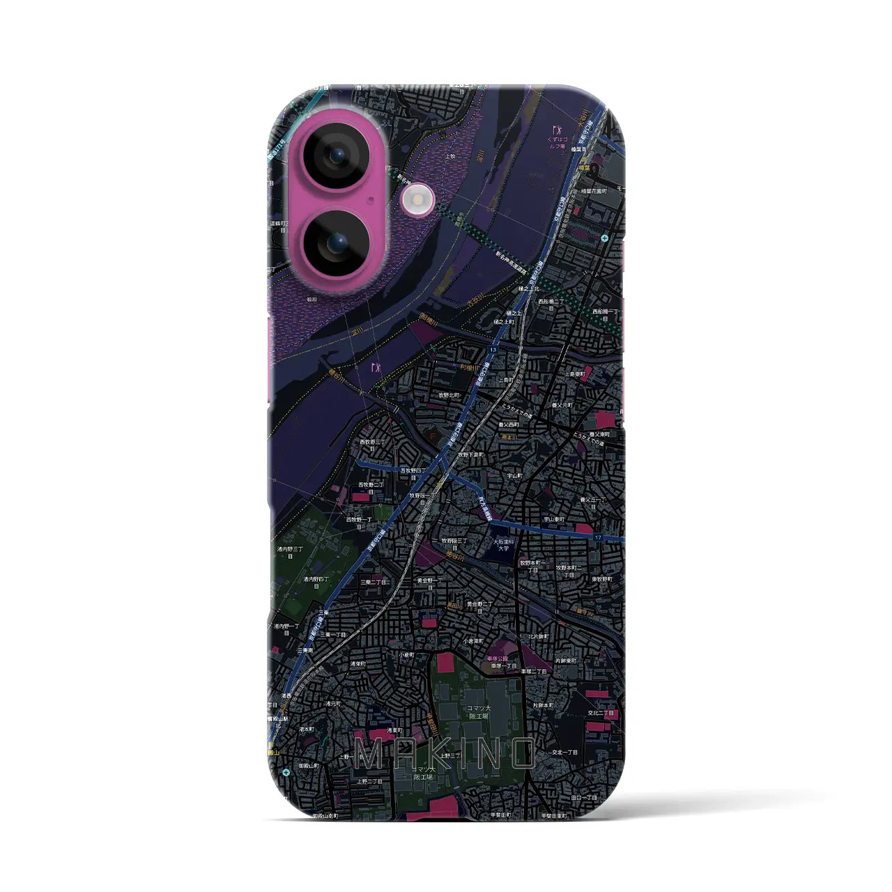 【牧野(大阪府)】地図柄iPhoneケース(バックカバータイプ)