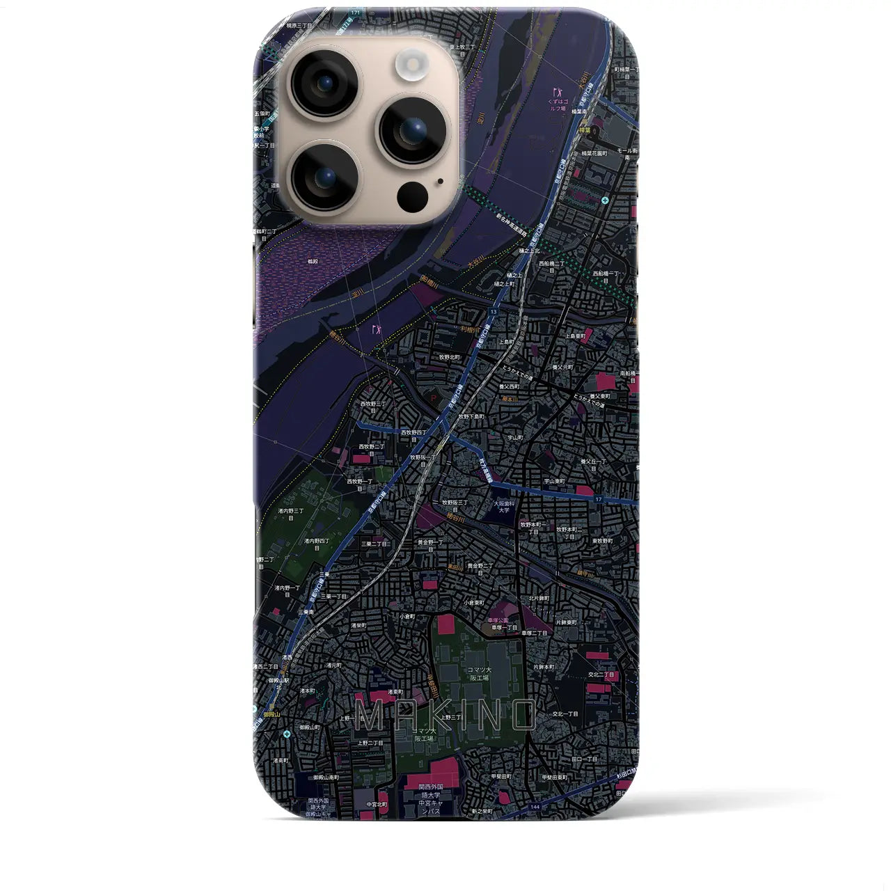 【牧野(大阪府)】地図柄iPhoneケース(バックカバータイプ)