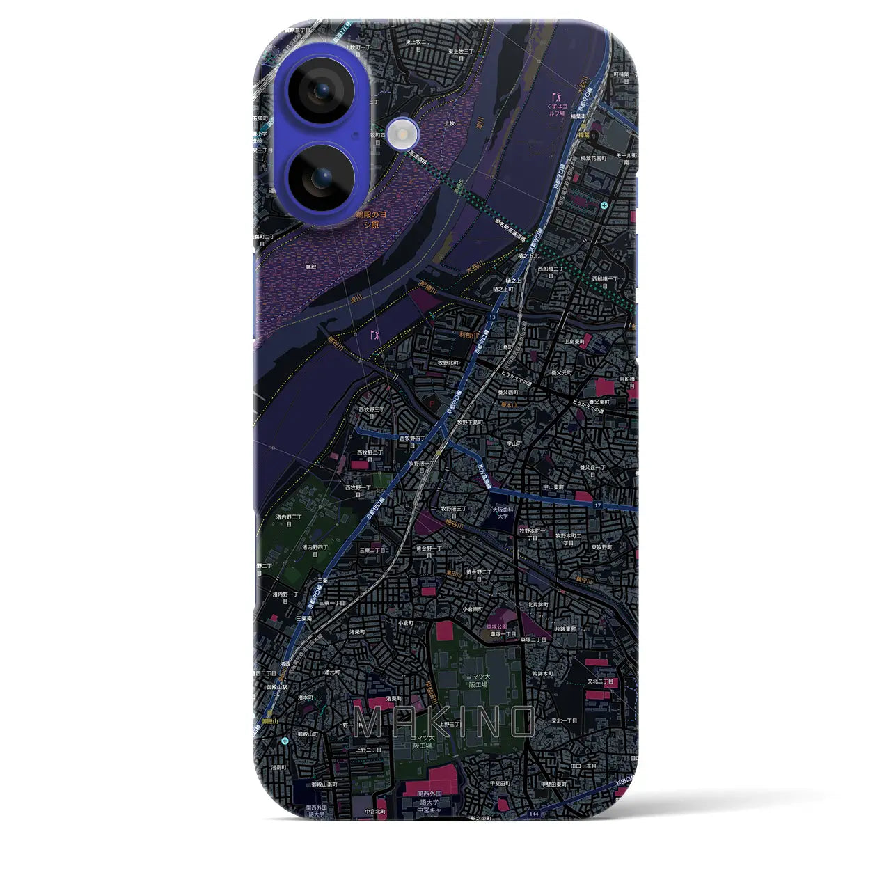 【牧野(大阪府)】地図柄iPhoneケース(バックカバータイプ)