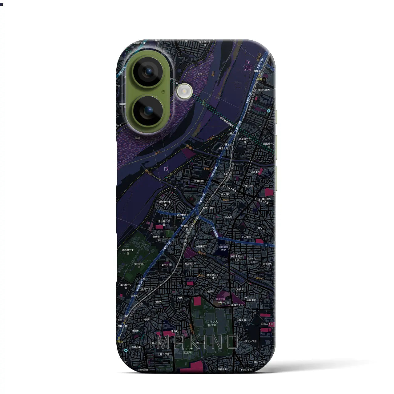 【牧野(大阪府)】地図柄iPhoneケース(バックカバータイプ)