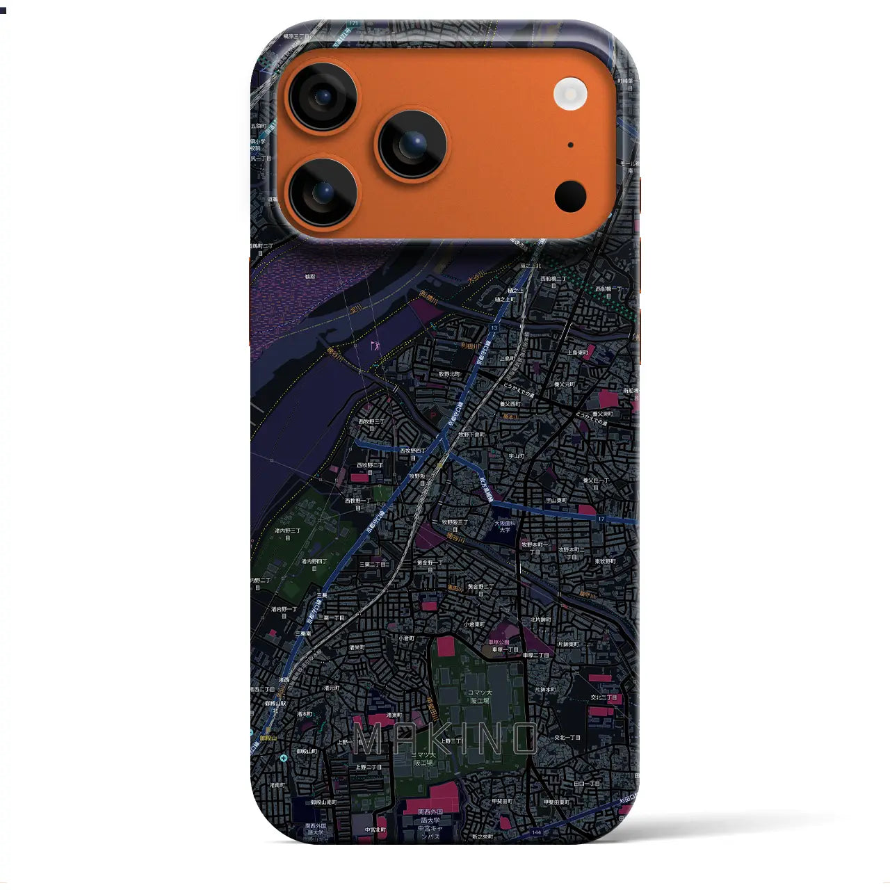 【牧野(大阪府)】地図柄iPhoneケース(バックカバータイプ)