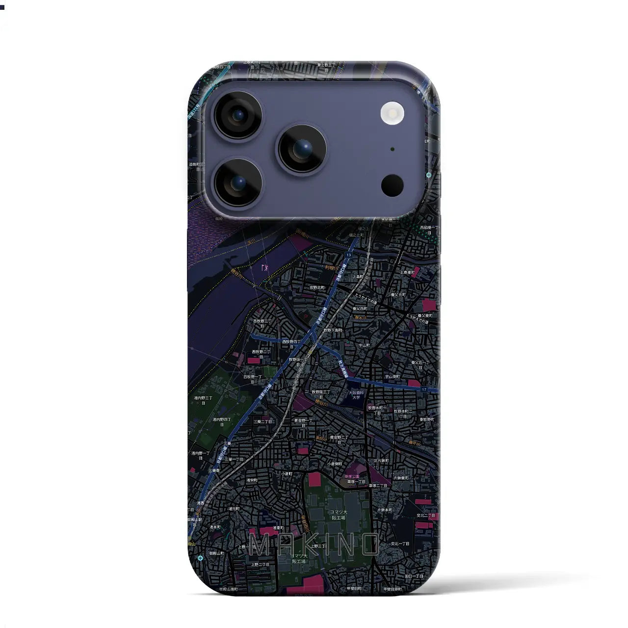 【牧野(大阪府)】地図柄iPhoneケース(バックカバータイプ)