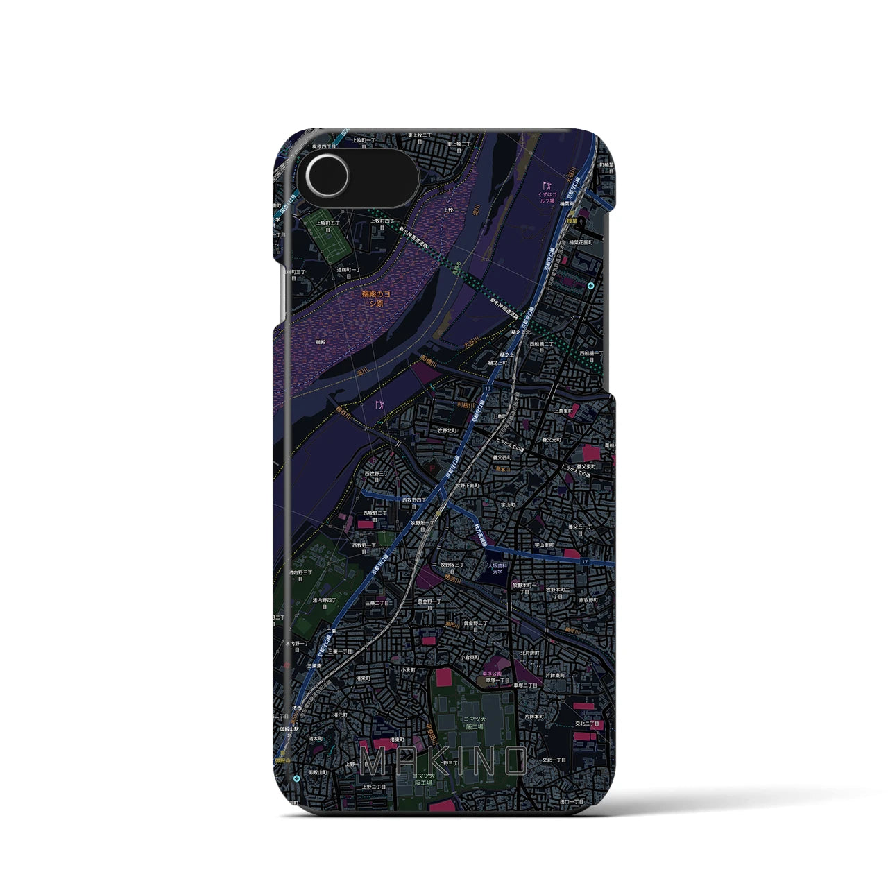 【牧野(大阪府)】地図柄iPhoneケース(バックカバータイプ)