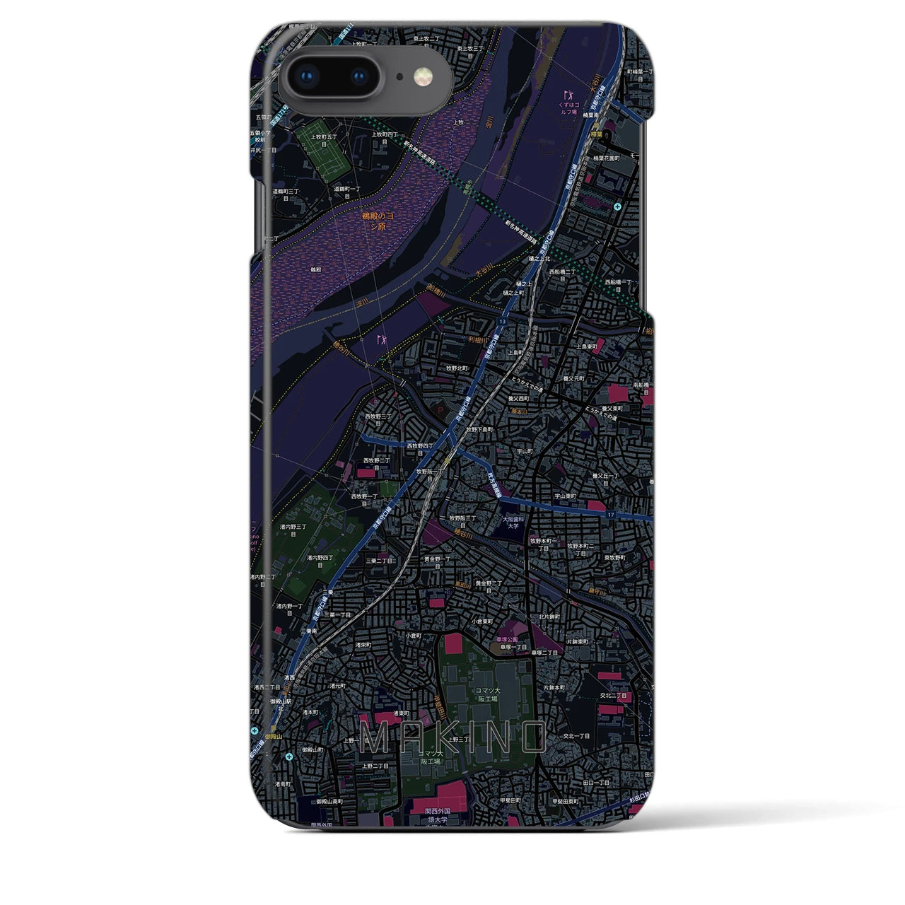 【牧野(大阪府)】地図柄iPhoneケース(バックカバータイプ)