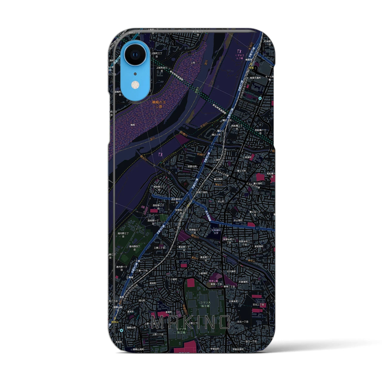 【牧野(大阪府)】地図柄iPhoneケース(バックカバータイプ)