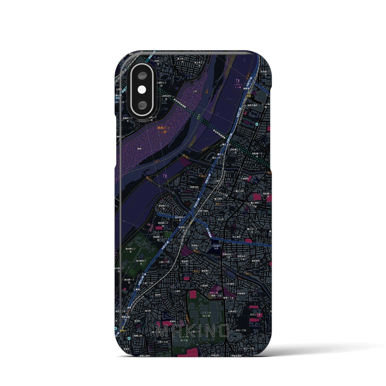 【牧野(大阪府)】地図柄iPhoneケース(バックカバータイプ)