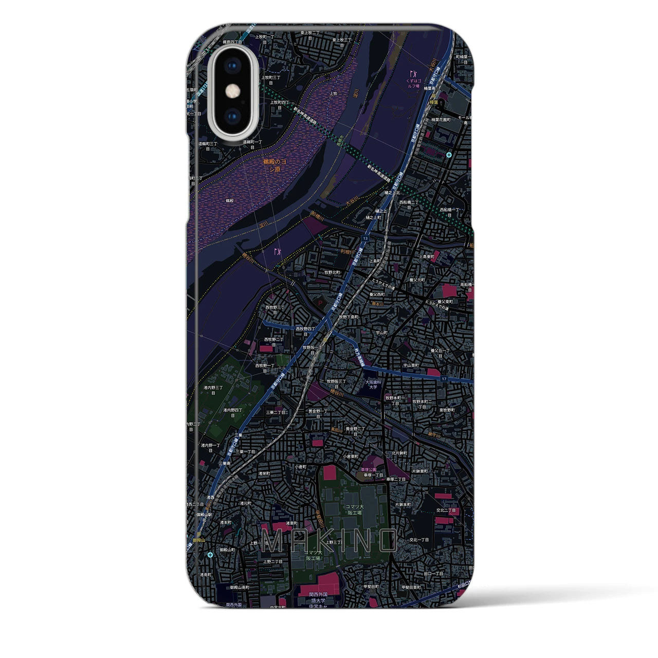 【牧野(大阪府)】地図柄iPhoneケース(バックカバータイプ)
