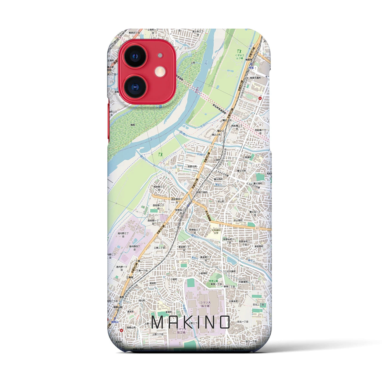 【牧野(大阪府)】地図柄iPhoneケース(バックカバータイプ)