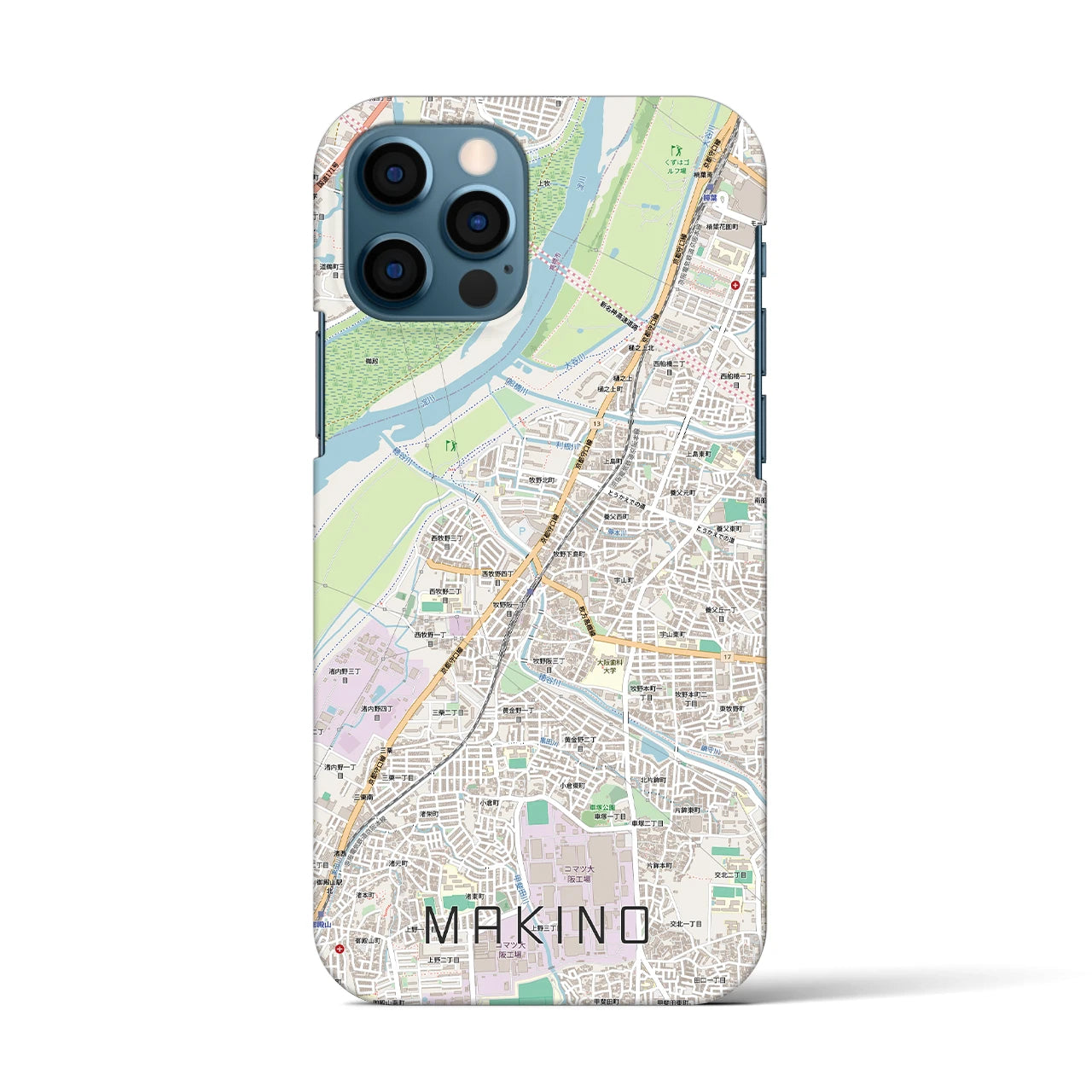 【牧野(大阪府)】地図柄iPhoneケース(バックカバータイプ)