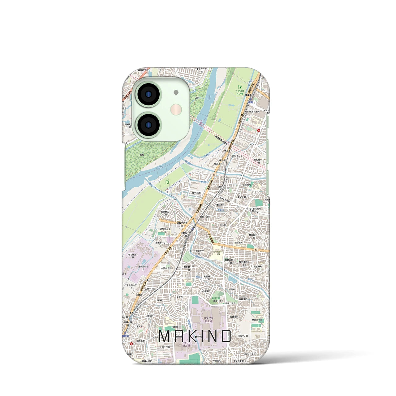 【牧野(大阪府)】地図柄iPhoneケース(バックカバータイプ)