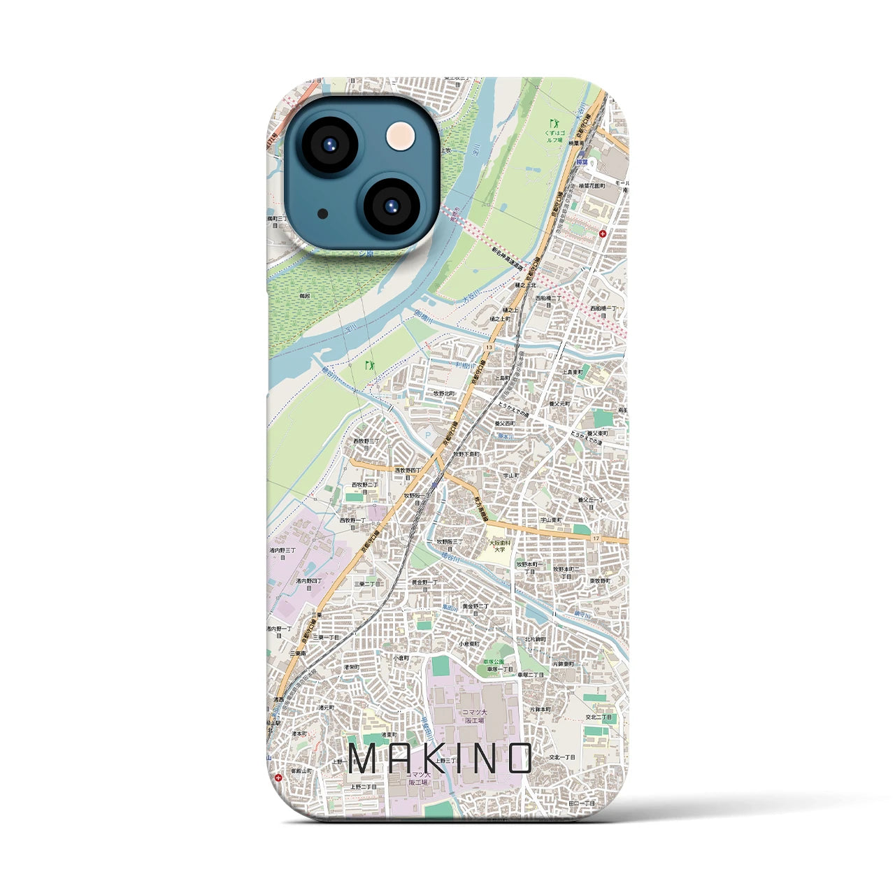 【牧野(大阪府)】地図柄iPhoneケース(バックカバータイプ)