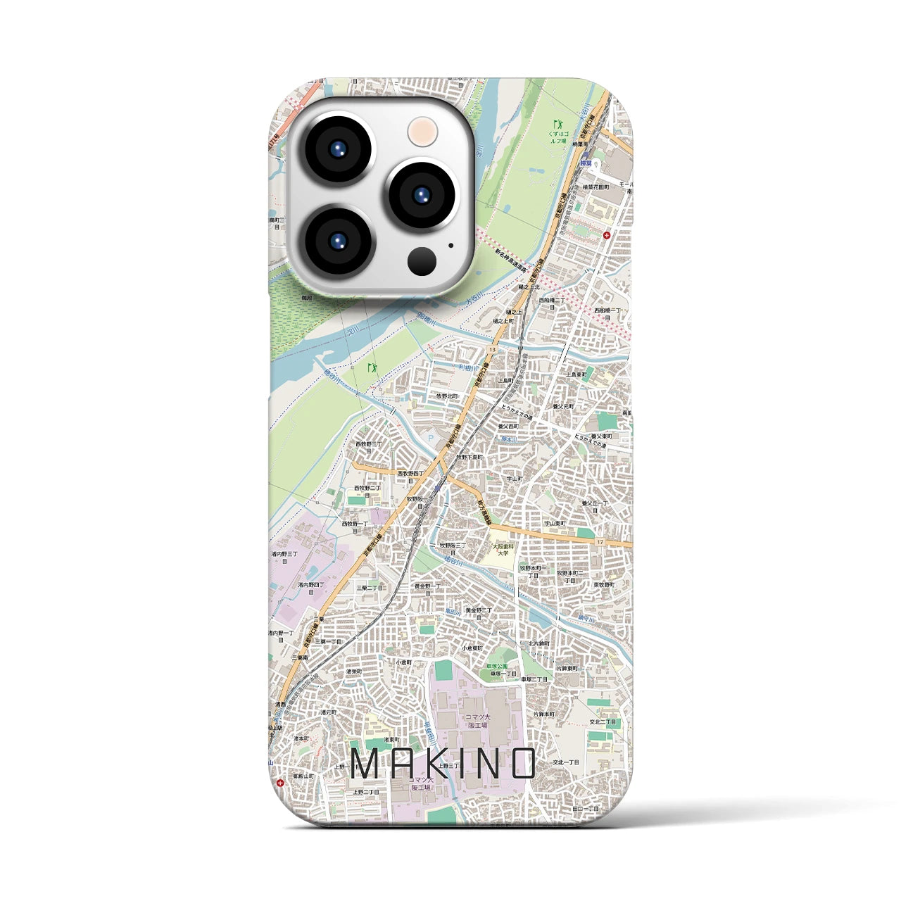 【牧野(大阪府)】地図柄iPhoneケース(バックカバータイプ)