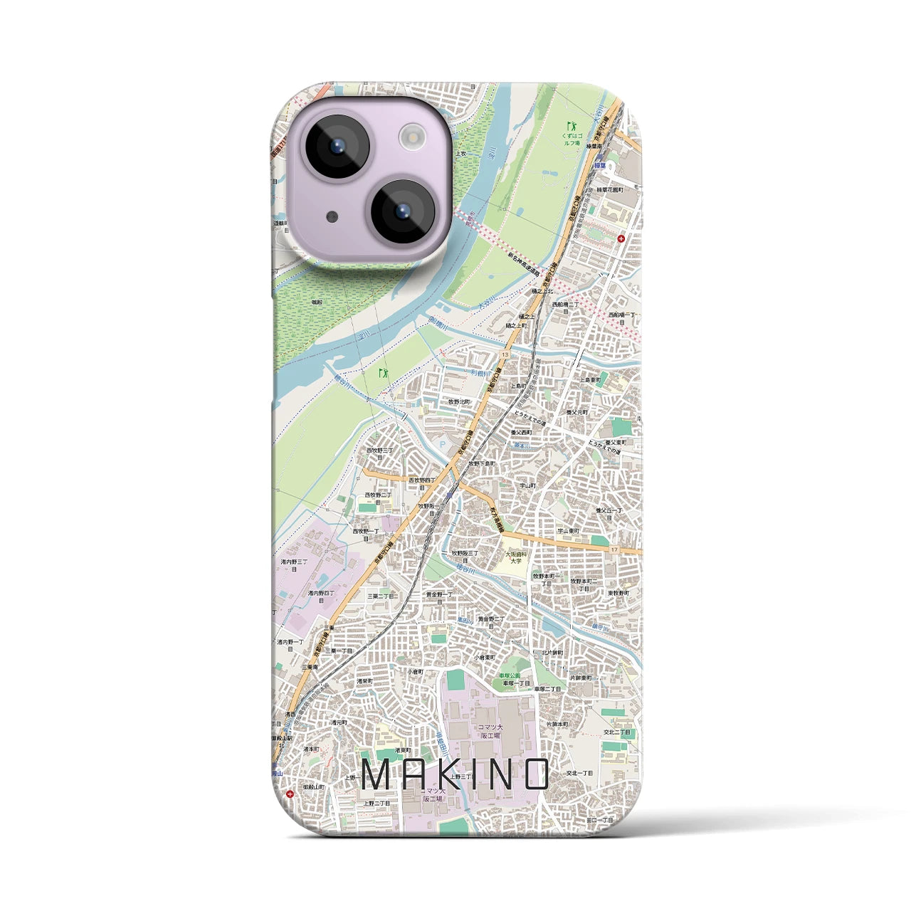 【牧野(大阪府)】地図柄iPhoneケース(バックカバータイプ)