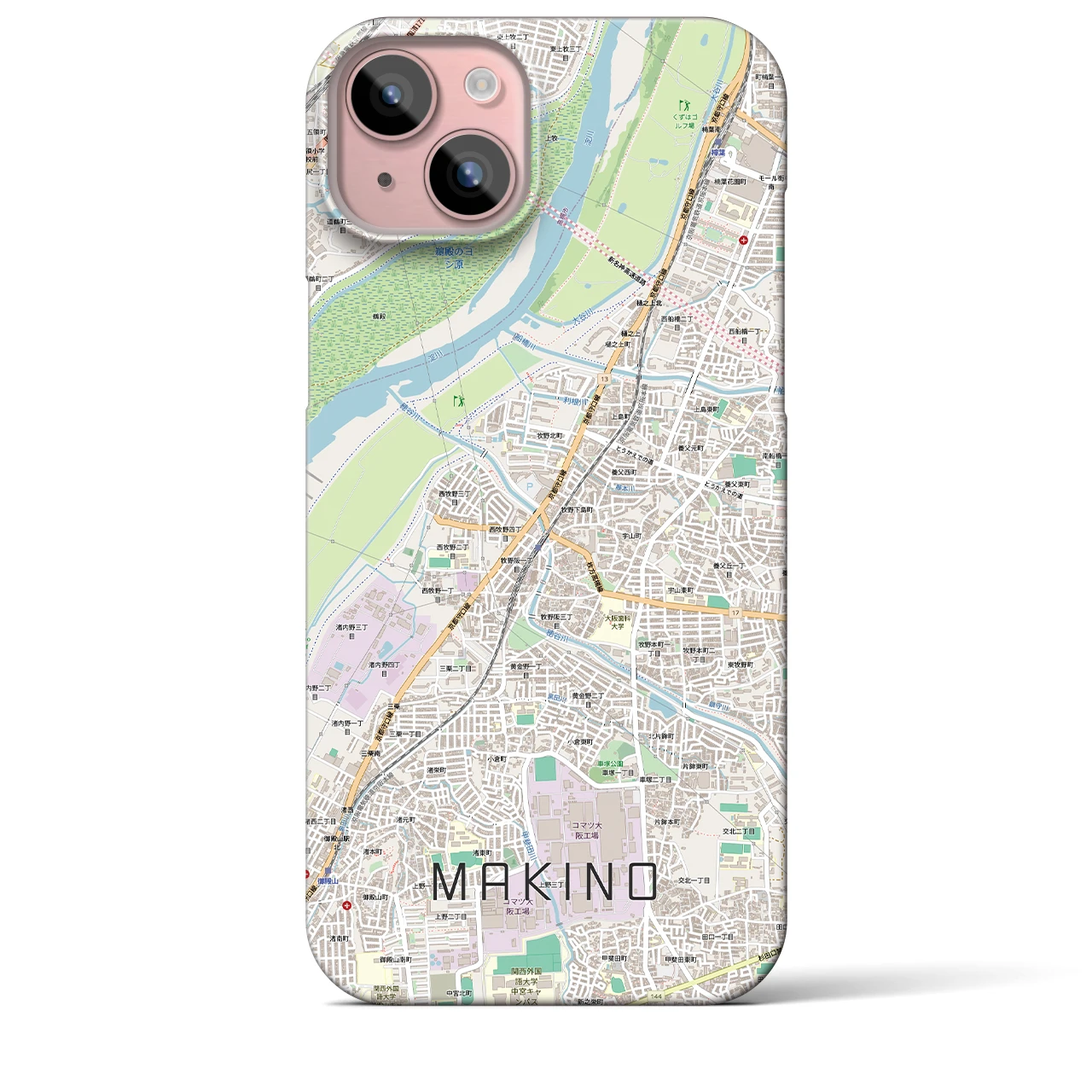 【牧野(大阪府)】地図柄iPhoneケース(バックカバータイプ)