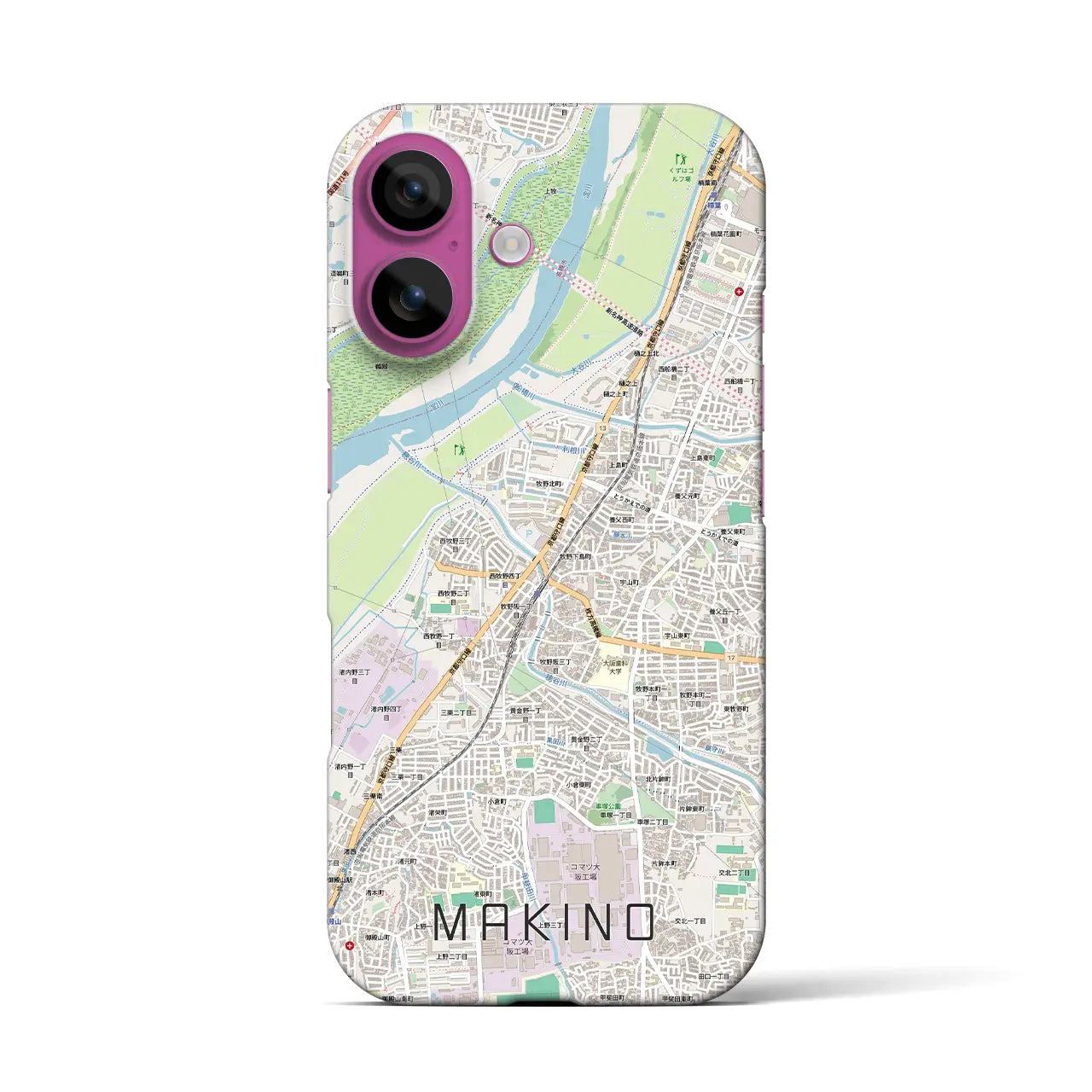 【牧野(大阪府)】地図柄iPhoneケース(バックカバータイプ)