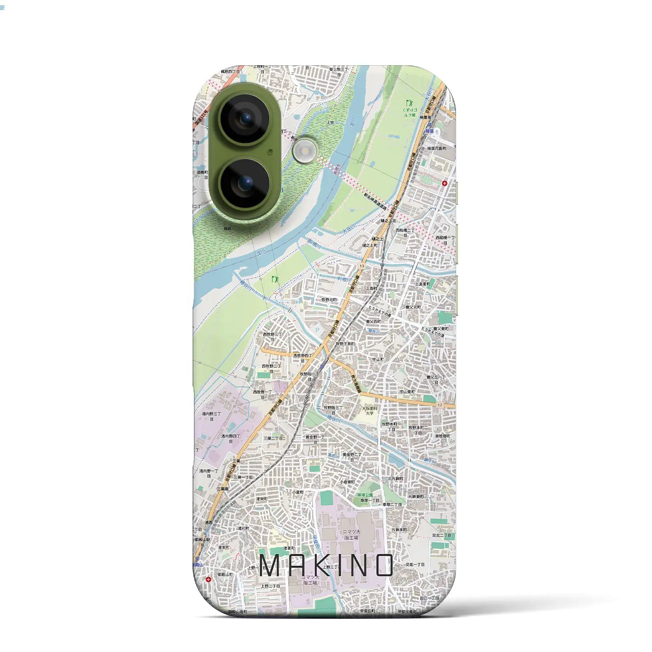 【牧野(大阪府)】地図柄iPhoneケース(バックカバータイプ)