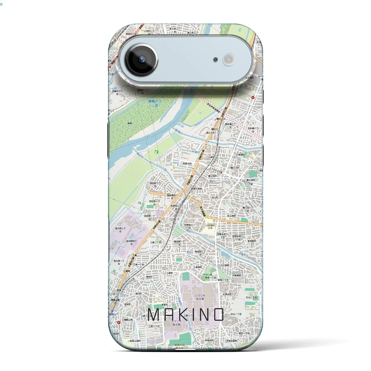 【牧野(大阪府)】地図柄iPhoneケース(バックカバータイプ)ブラック・iPhone 17 Pro Max 用