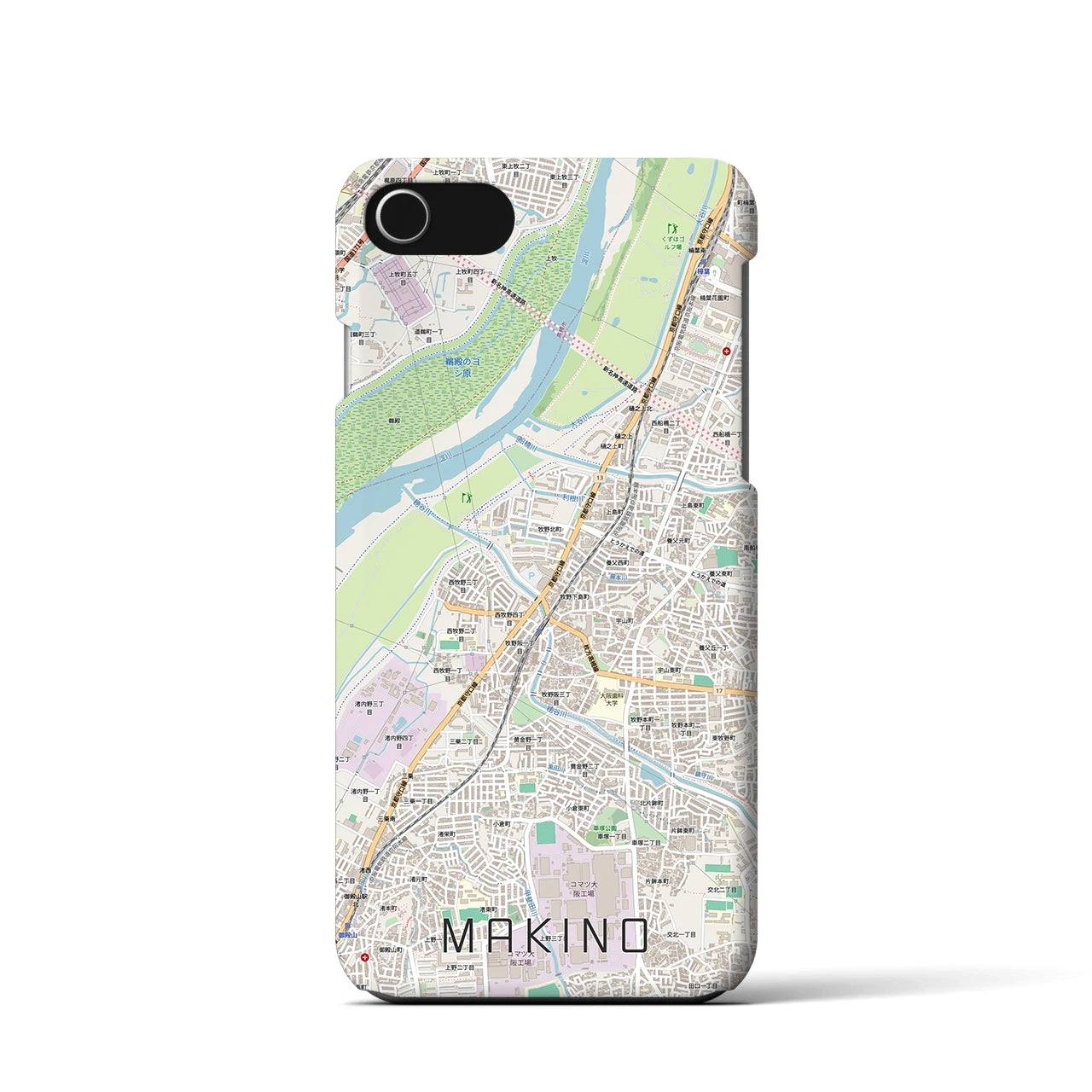 【牧野(大阪府)】地図柄iPhoneケース(バックカバータイプ)