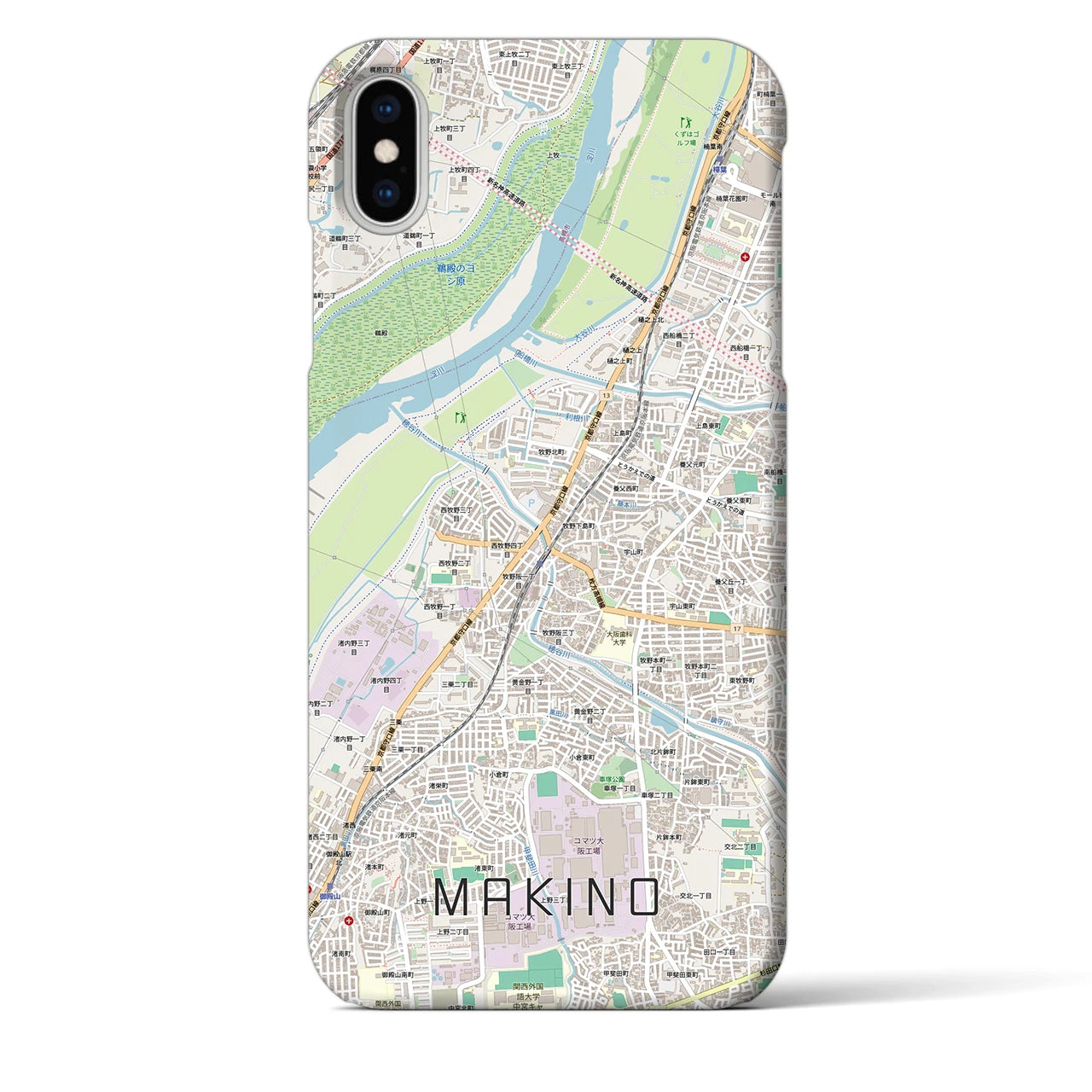 【牧野(大阪府)】地図柄iPhoneケース(バックカバータイプ)