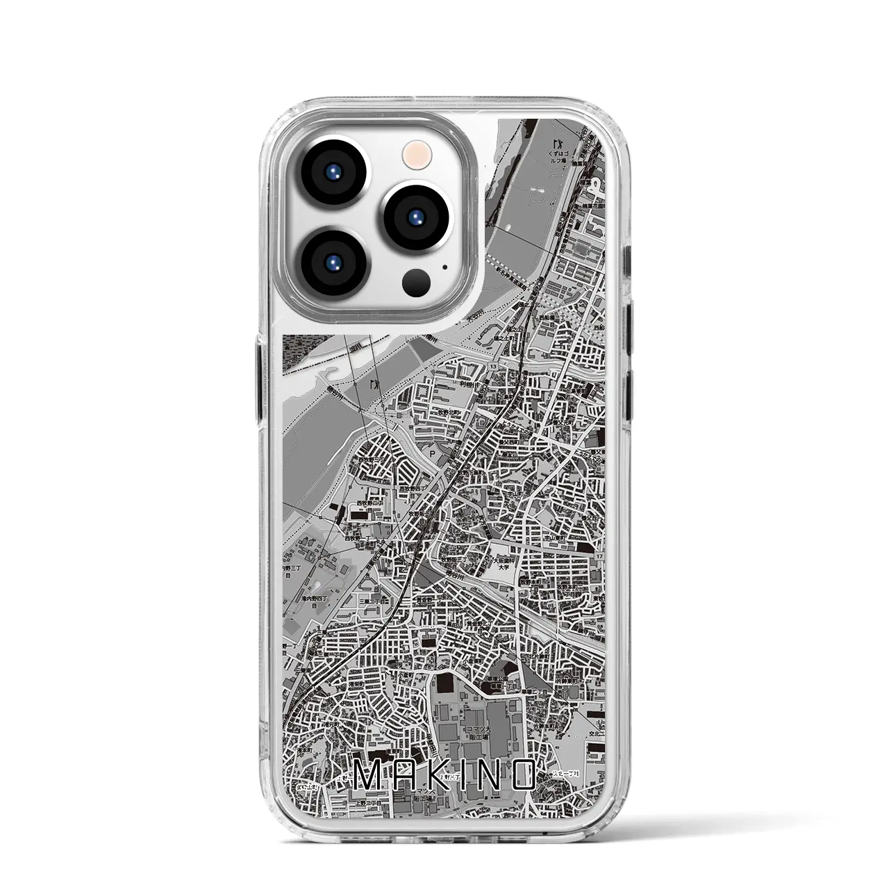 【牧野(大阪府)】地図柄iPhoneケース(MagSafeタイプ)