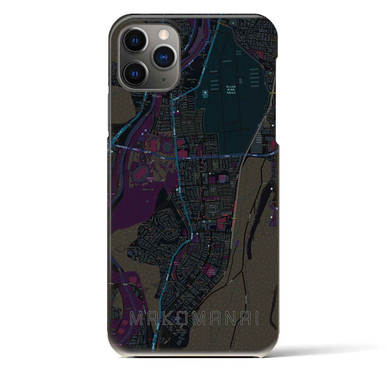 【真駒内(北海道)】地図柄iPhoneケース(バックカバータイプ)