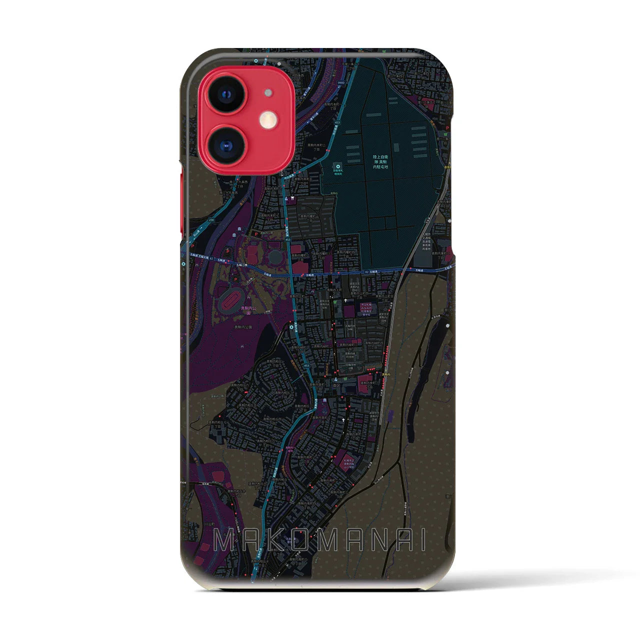【真駒内(北海道)】地図柄iPhoneケース(バックカバータイプ)