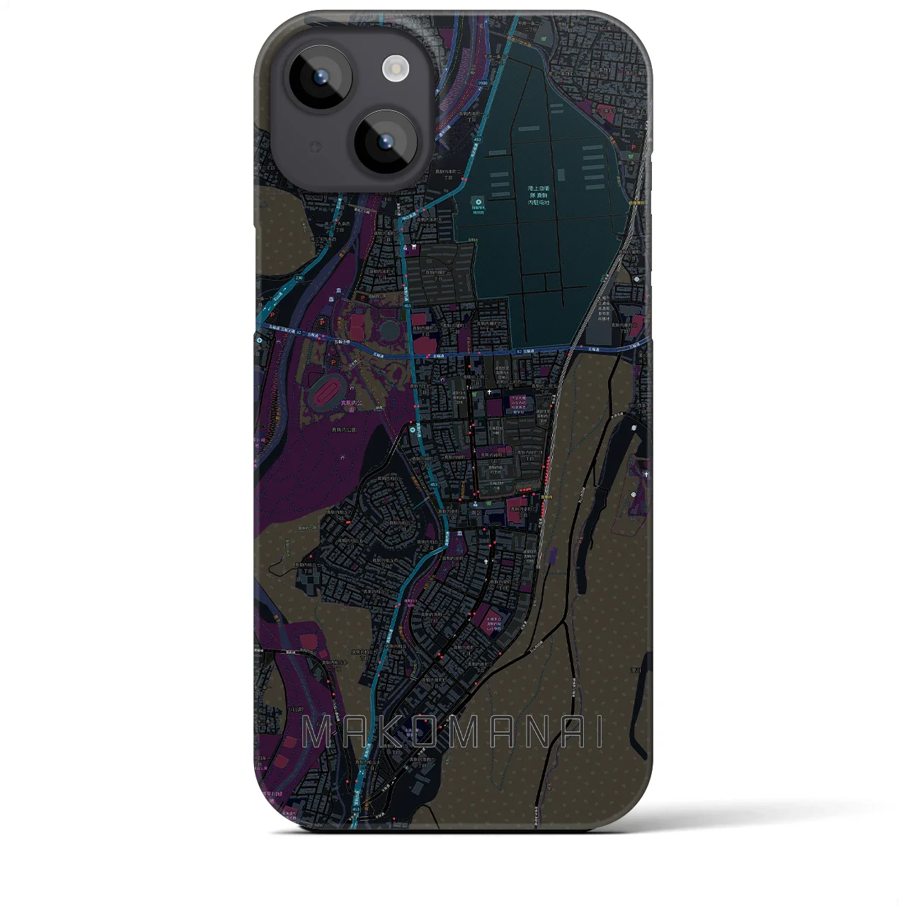 【真駒内(北海道)】地図柄iPhoneケース(バックカバータイプ)