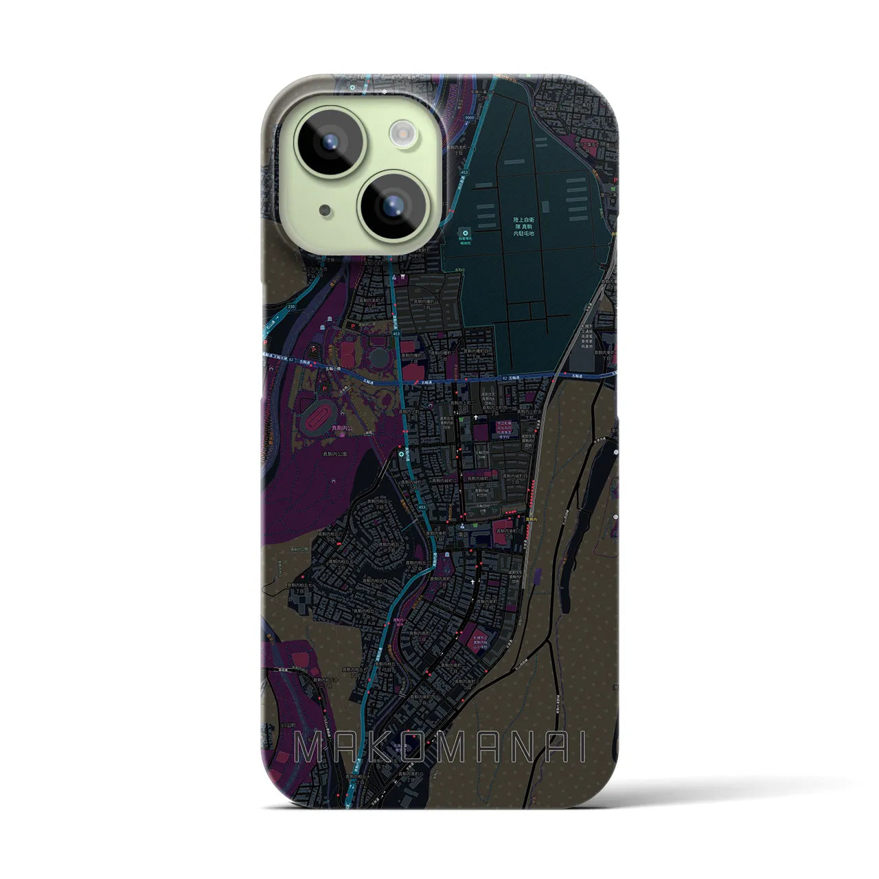 【真駒内(北海道)】地図柄iPhoneケース(バックカバータイプ)