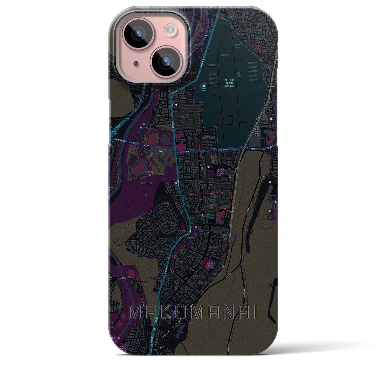 【真駒内(北海道)】地図柄iPhoneケース(バックカバータイプ)