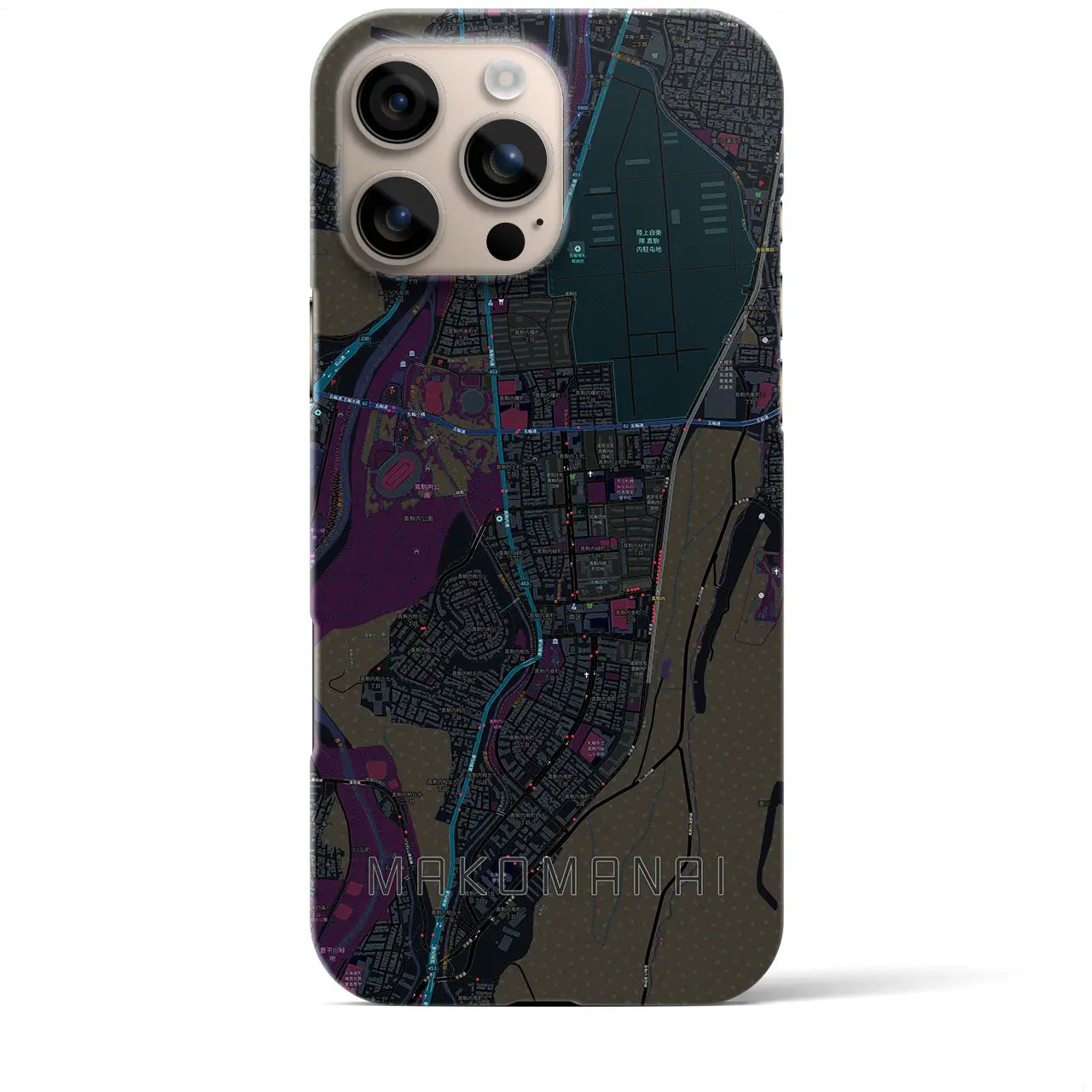 【真駒内(北海道)】地図柄iPhoneケース(バックカバータイプ)