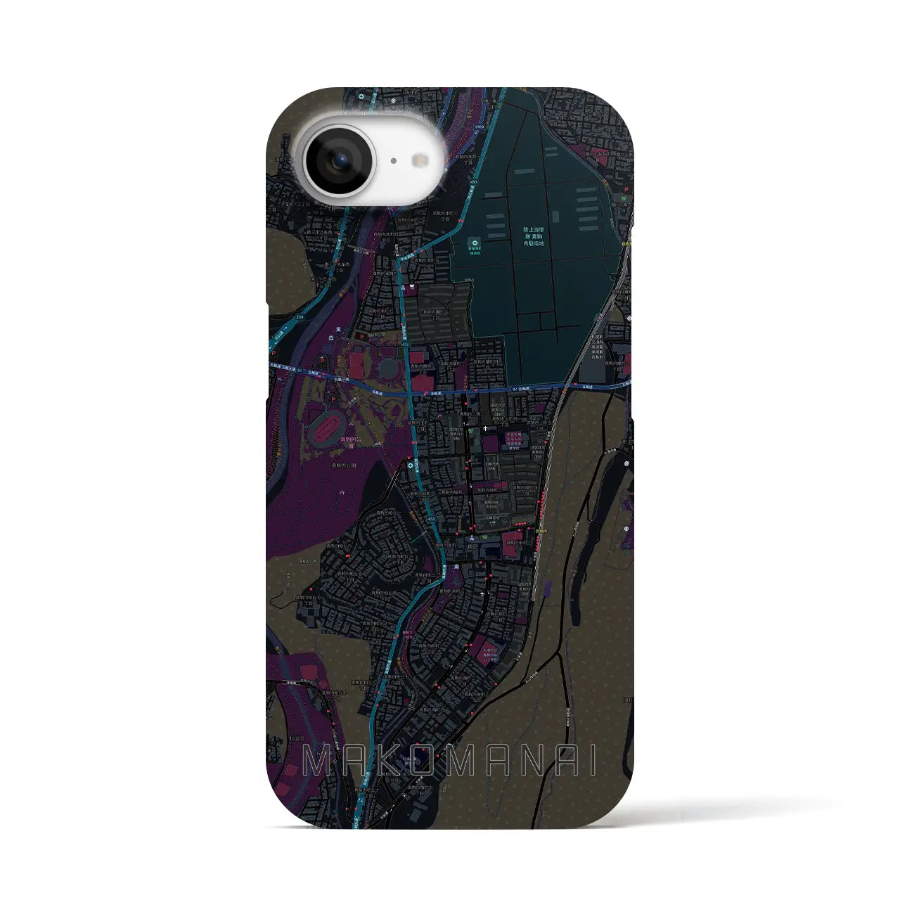 【真駒内(北海道)】地図柄iPhoneケース(バックカバータイプ)