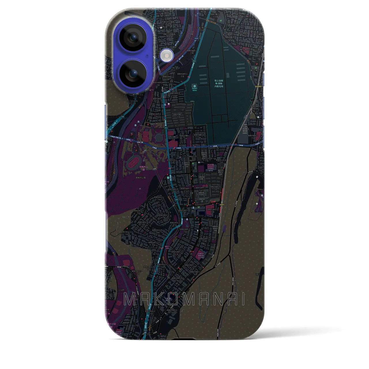 【真駒内(北海道)】地図柄iPhoneケース(バックカバータイプ)