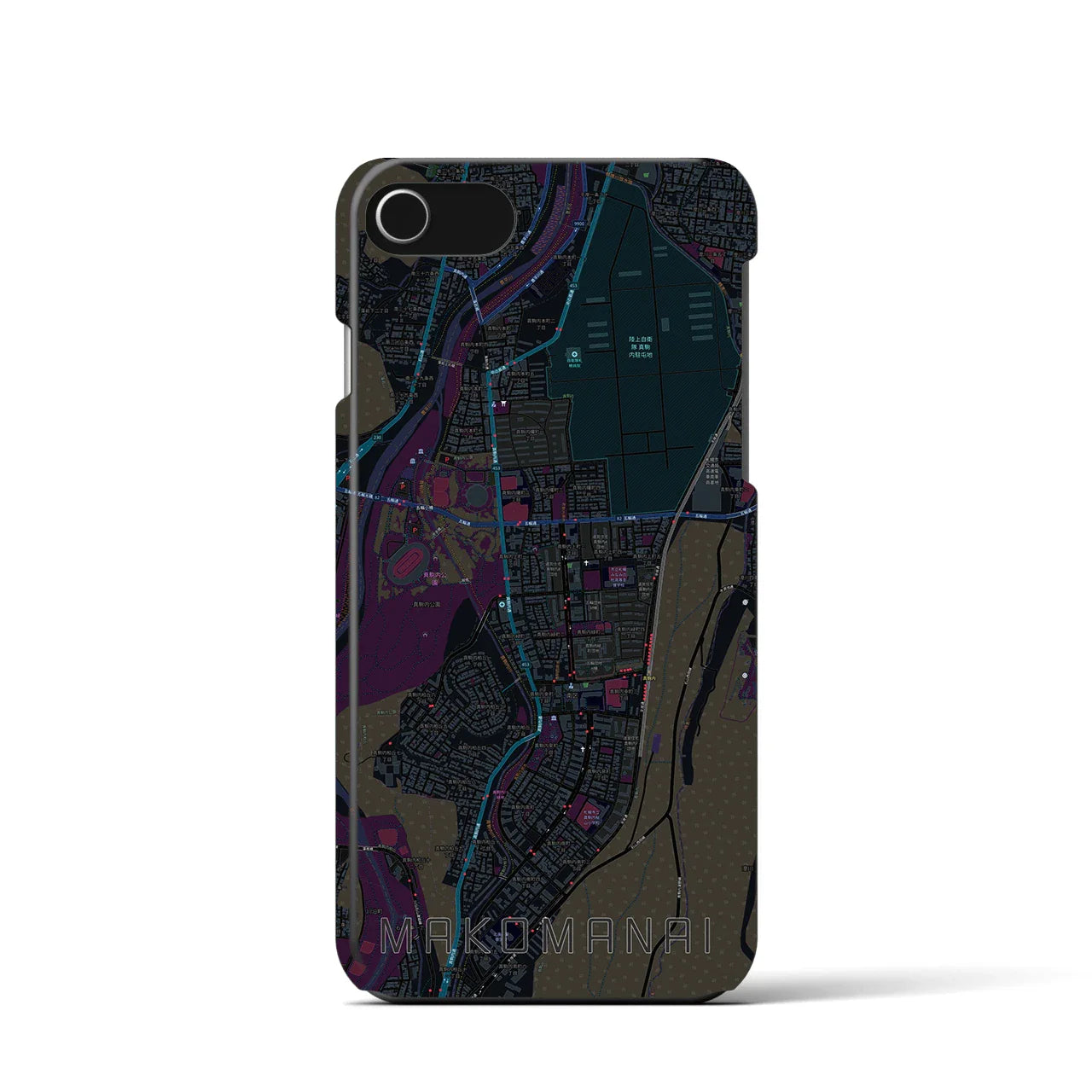 【真駒内(北海道)】地図柄iPhoneケース(バックカバータイプ)