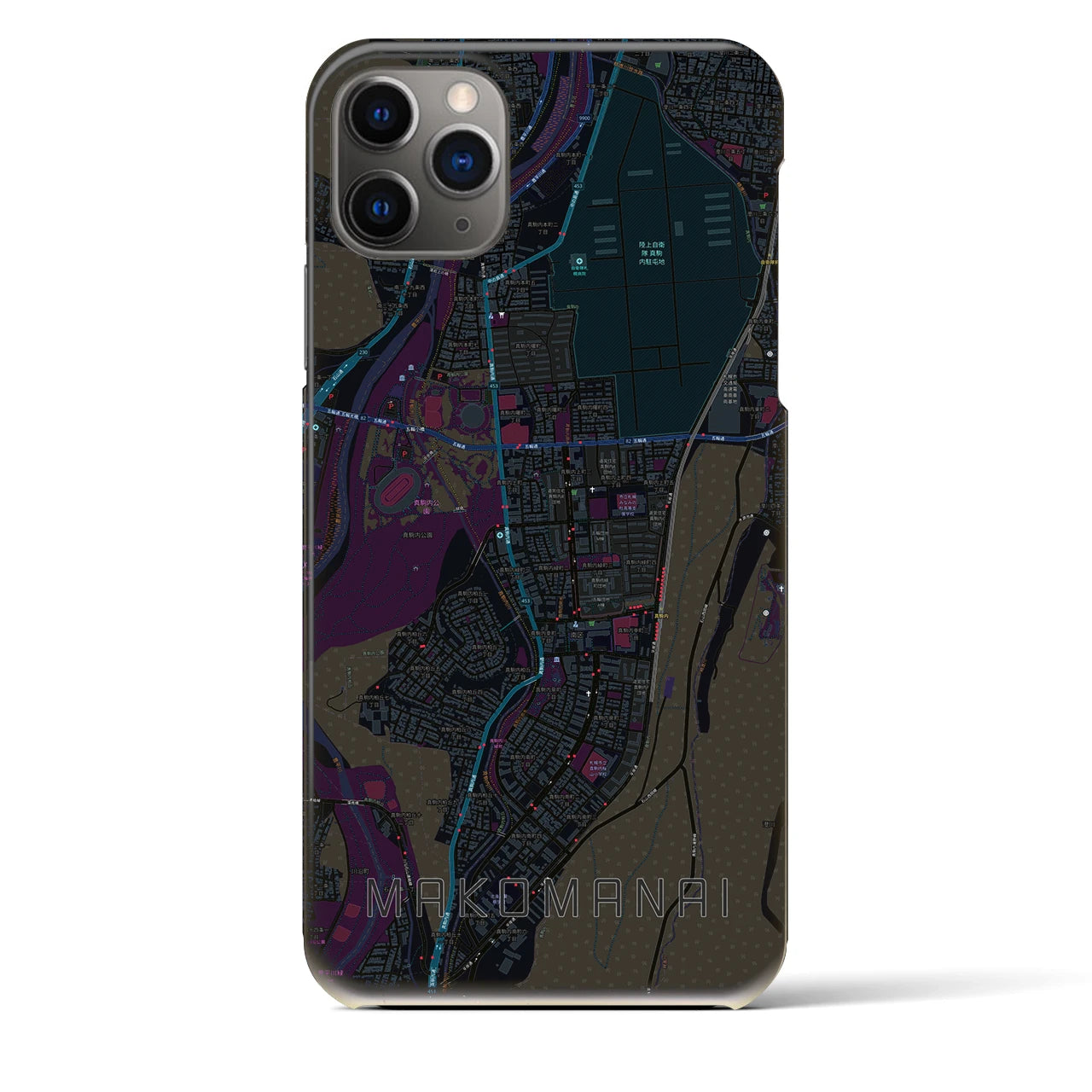 【真駒内(北海道)】地図柄iPhoneケース(バックカバータイプ)