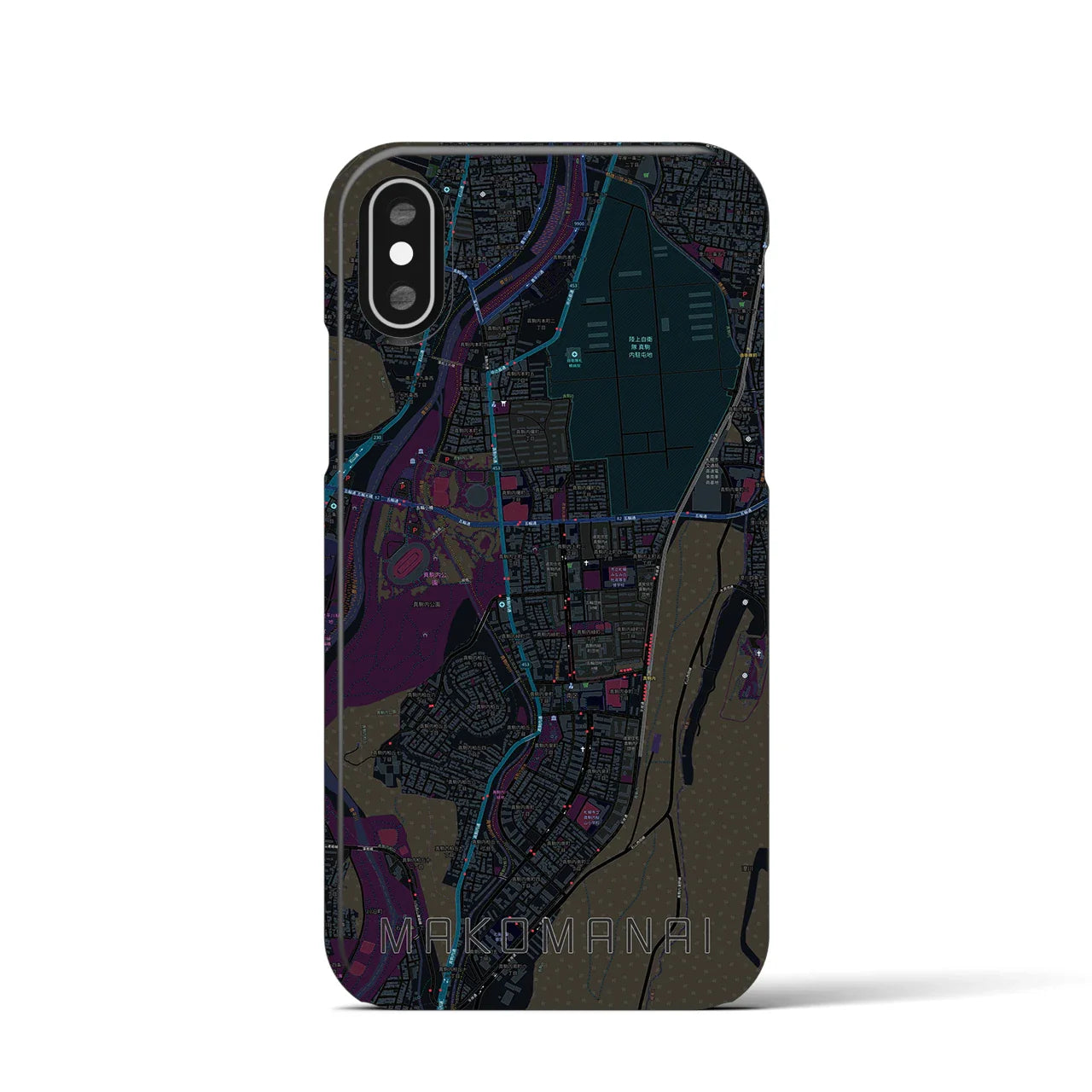 【真駒内(北海道)】地図柄iPhoneケース(バックカバータイプ)