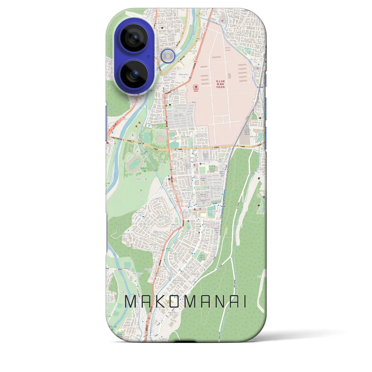 【真駒内(北海道)】地図柄iPhoneケース(バックカバータイプ)ナチュラル・iPhone 16 Pro Max 用