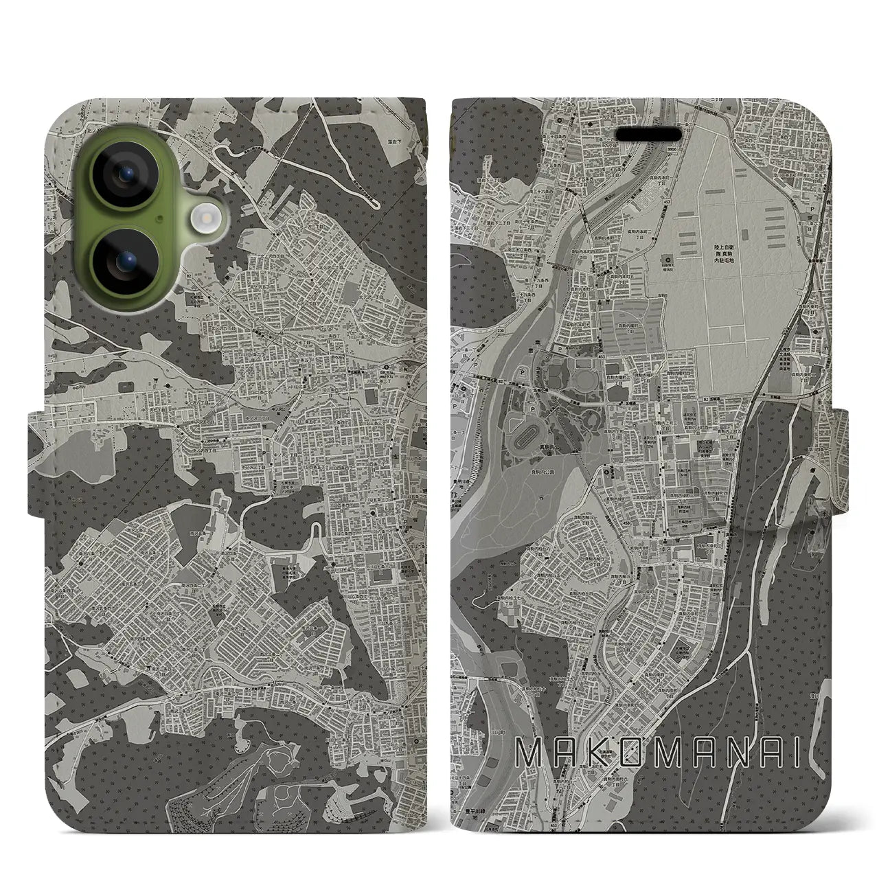 【真駒内(北海道)】地図柄iPhoneケース(手帳タイプ)